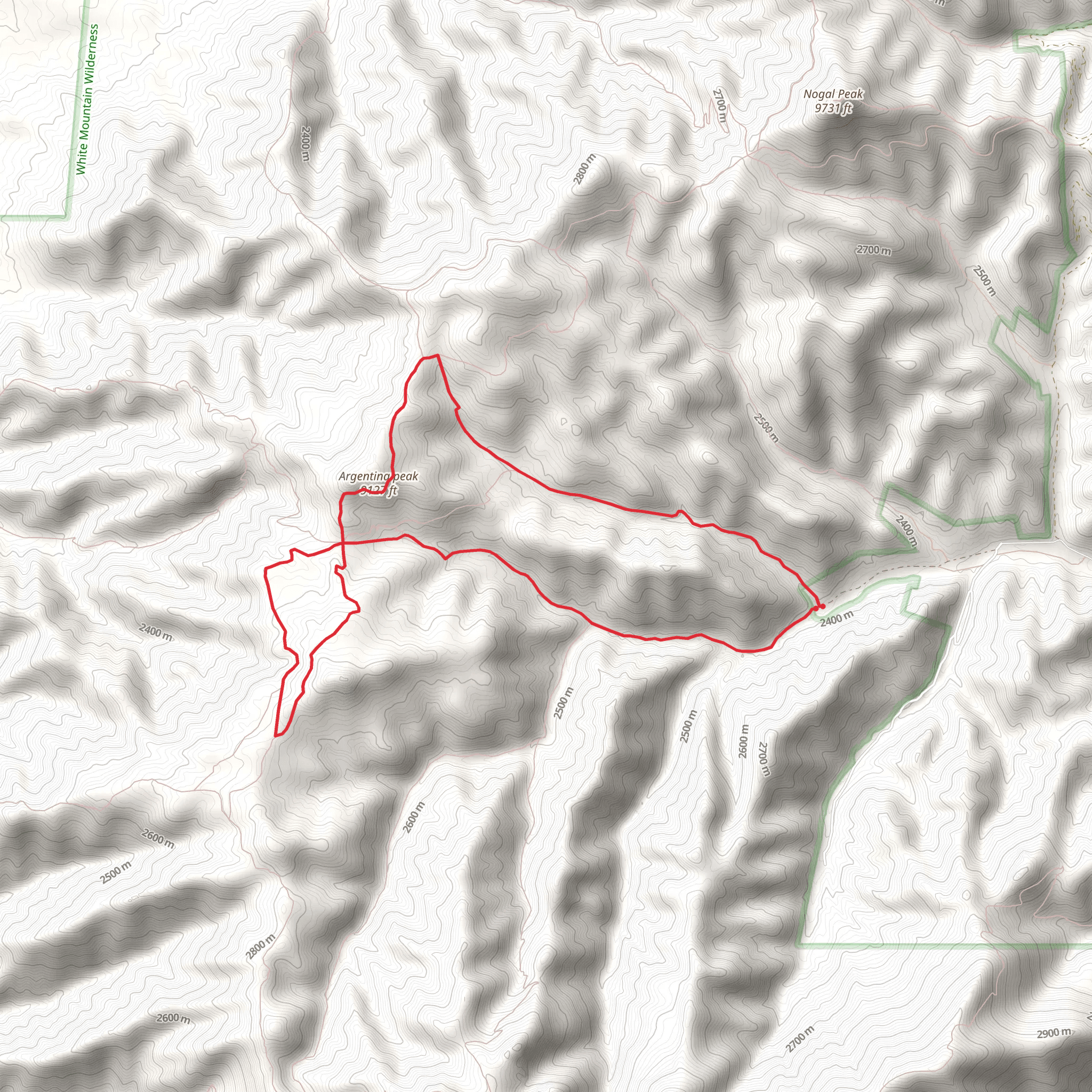 Argentina Peak, Phantom and Little Bonito Loop Trail mobile static map