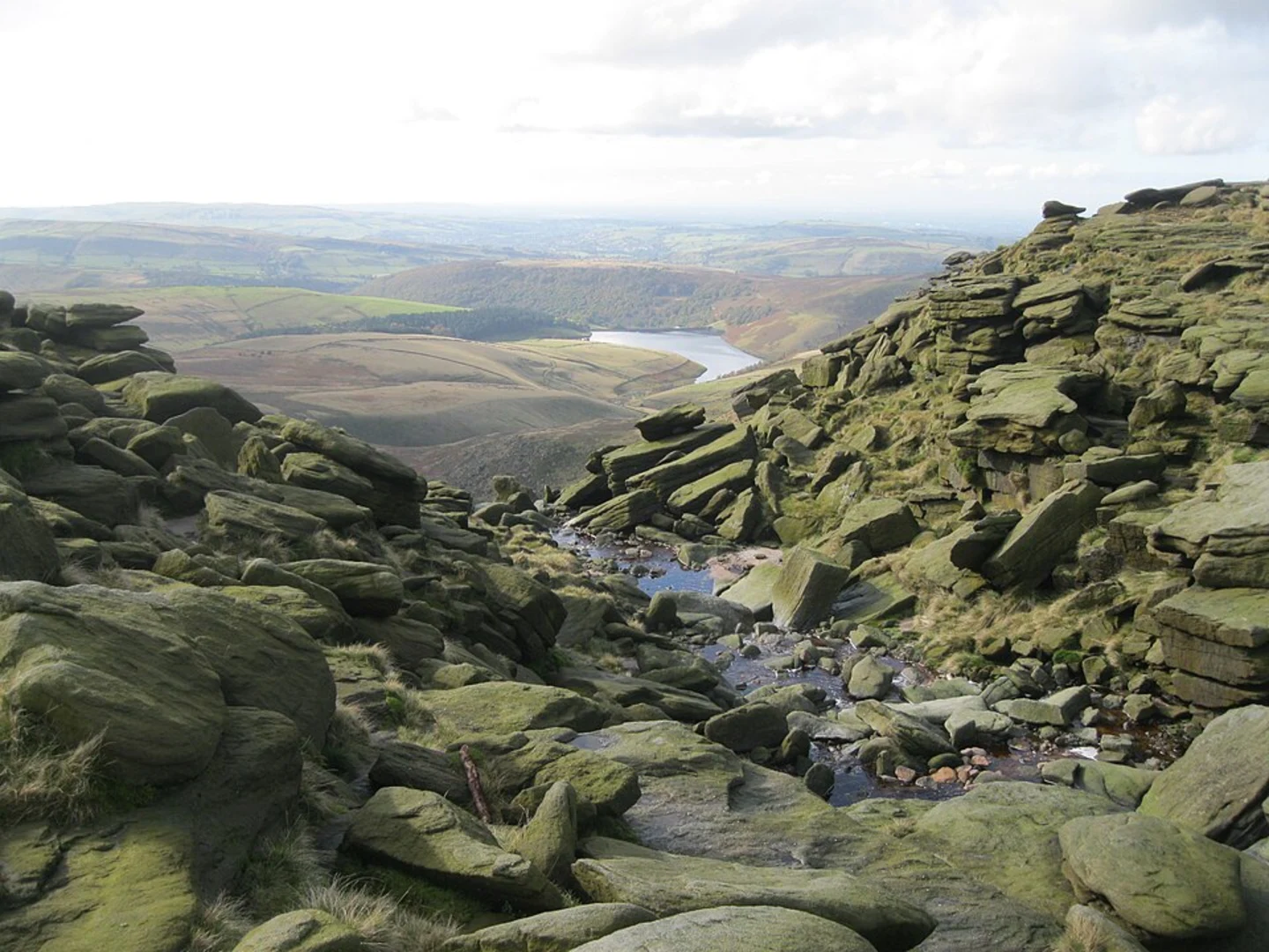 An image depicting the trail Kinder Reservoir, Kinder Scout via Snake Path and its surrounding area.
