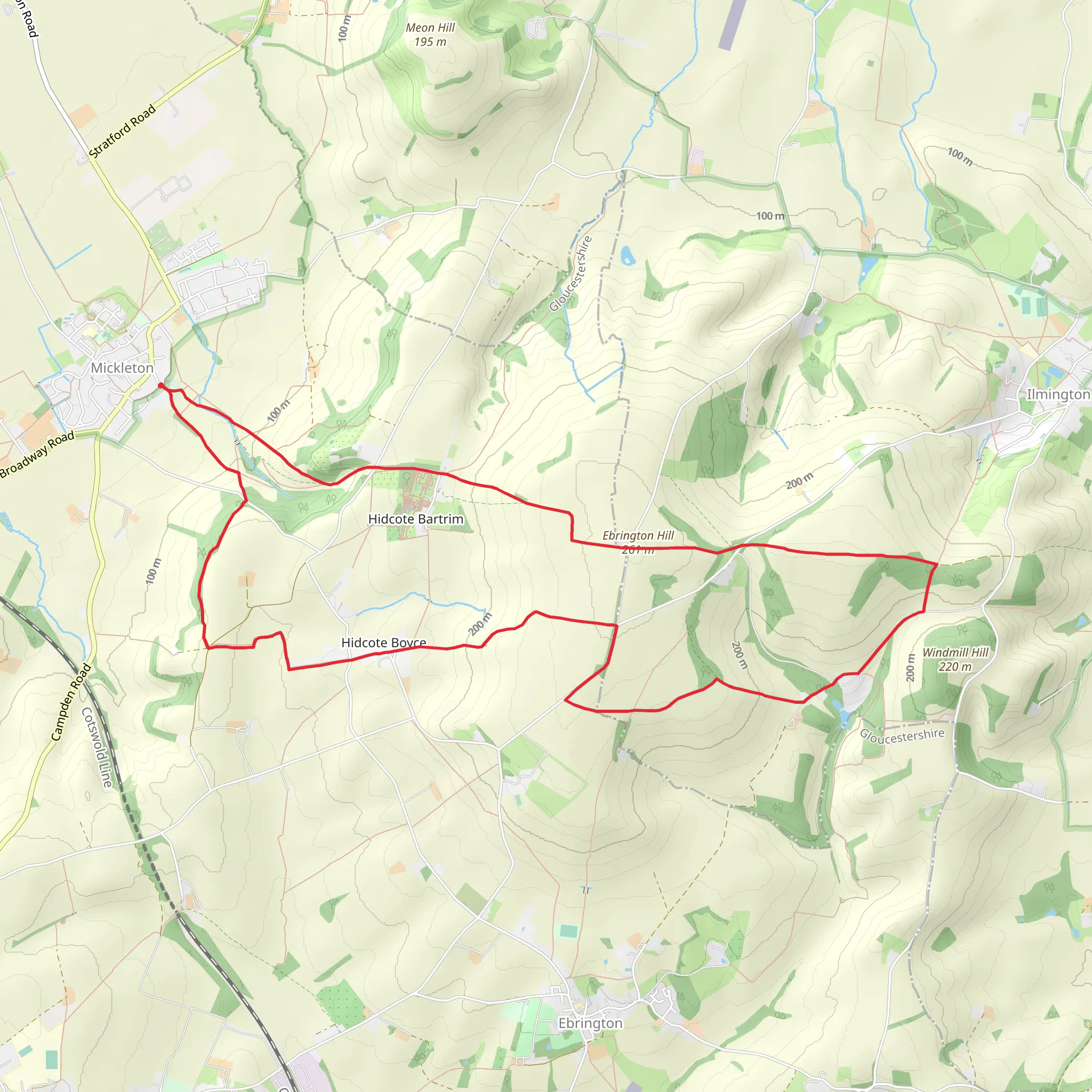 Hidcote and Foxcote from Mickleton mobile static map