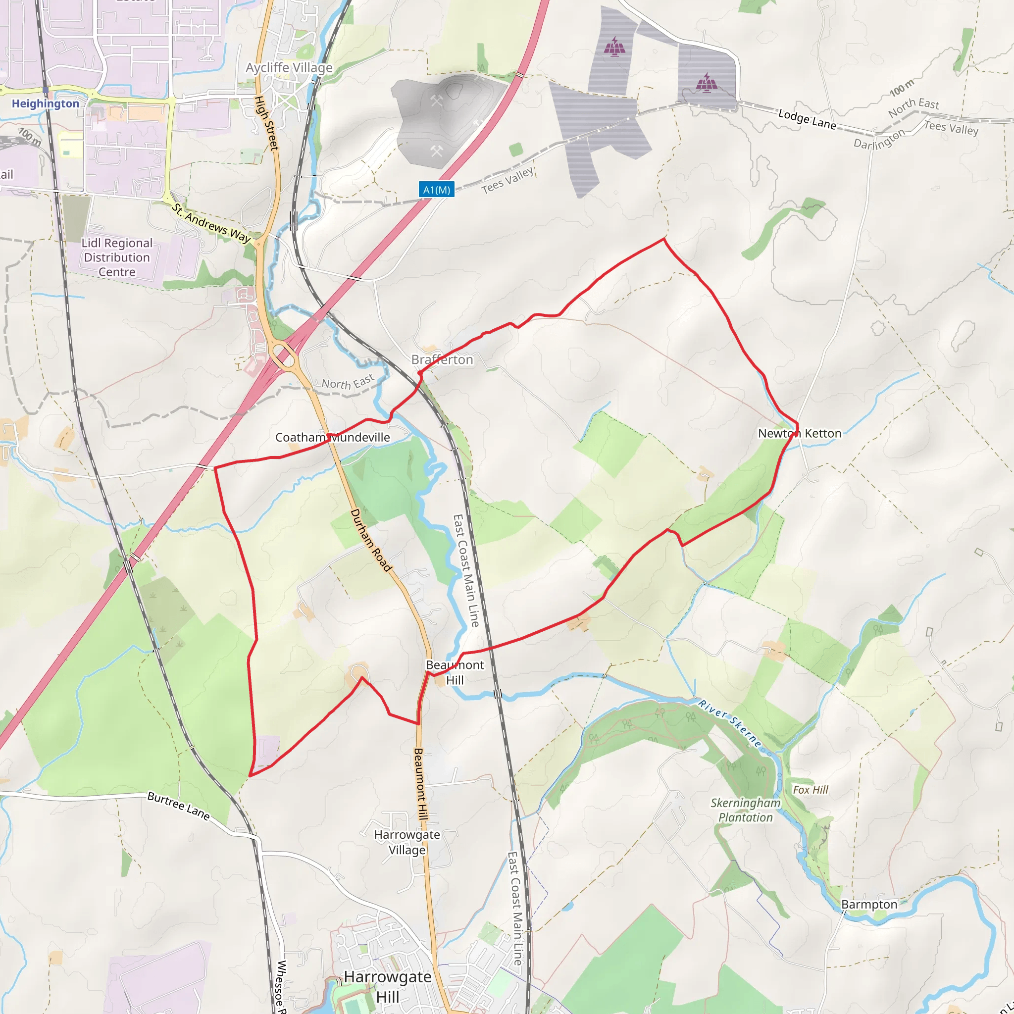 Brafferton Country Park Loop mobile static map