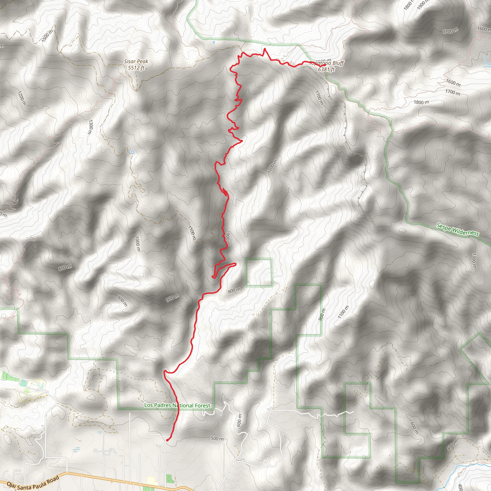 Topatopa Bluff mobile static map