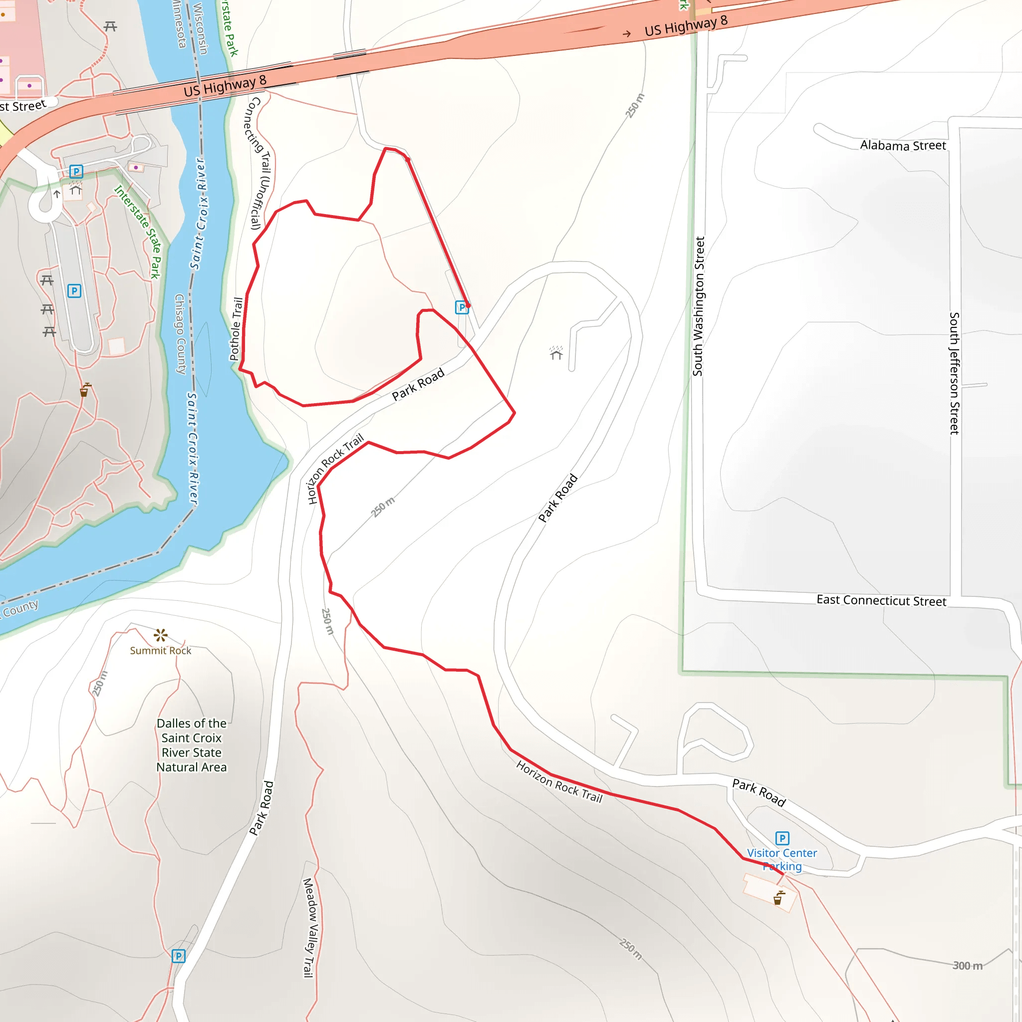Pothole and Horizon Rock Trail mobile static map