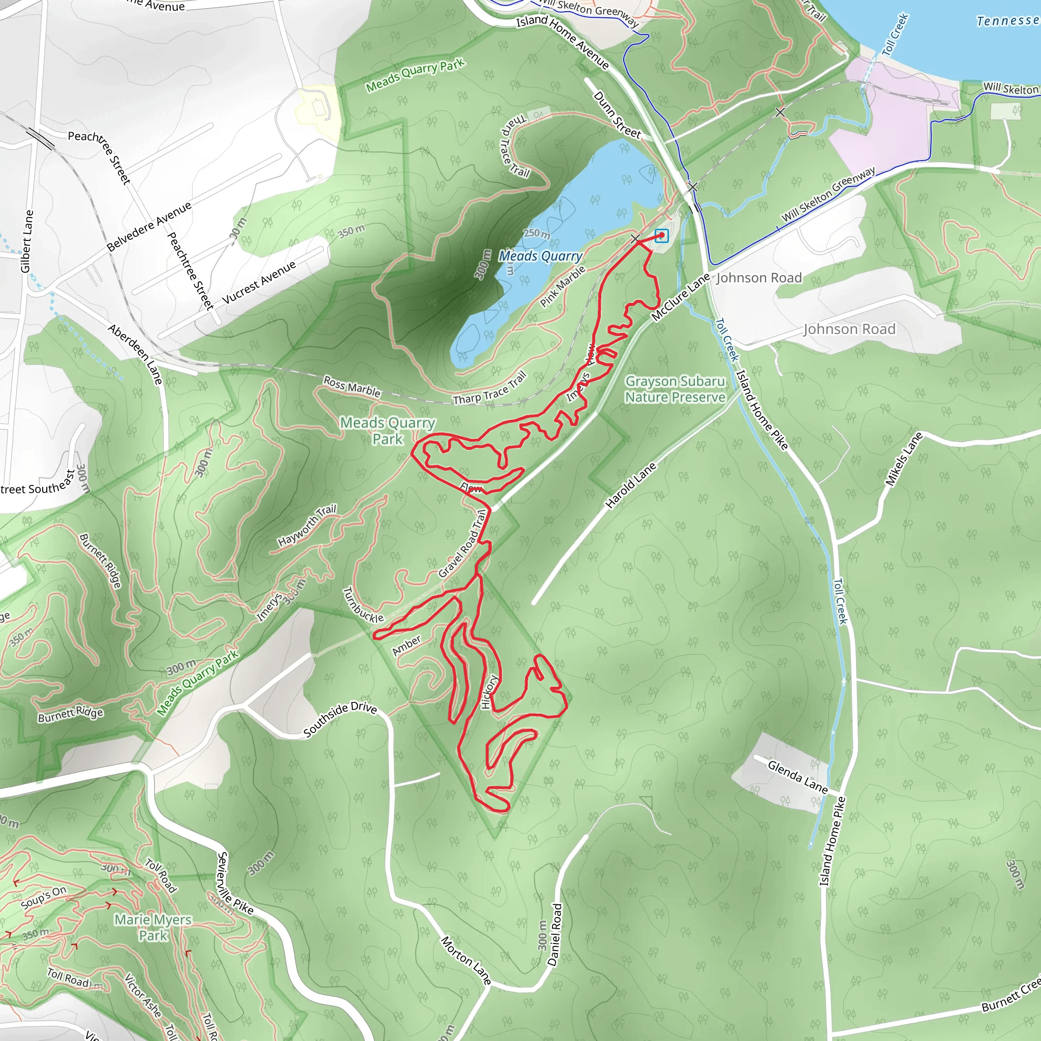 Flow, Hickorys and Imerys Loop mobile static map