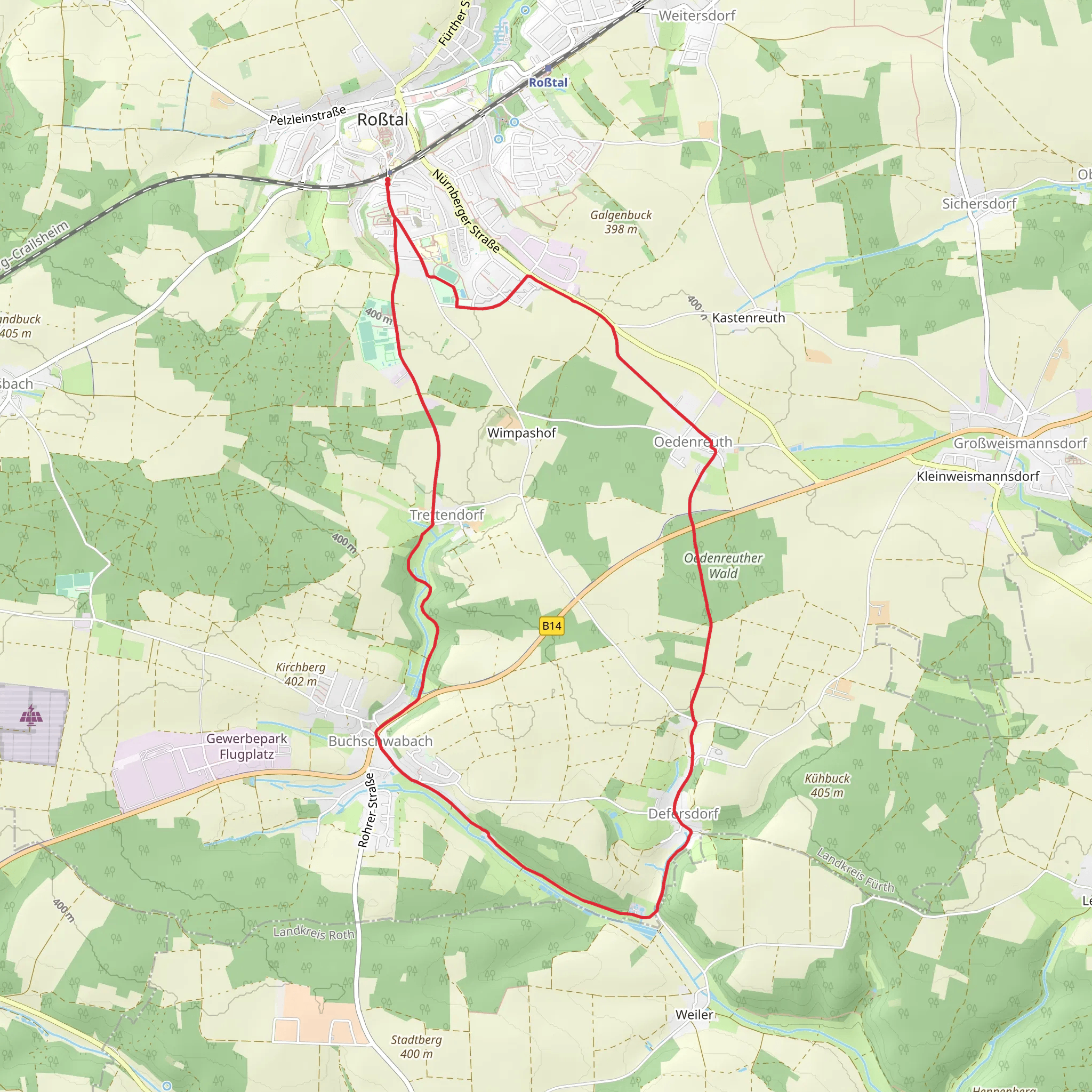 Drei Gruendles Weg and Hopfenweg mobile static map