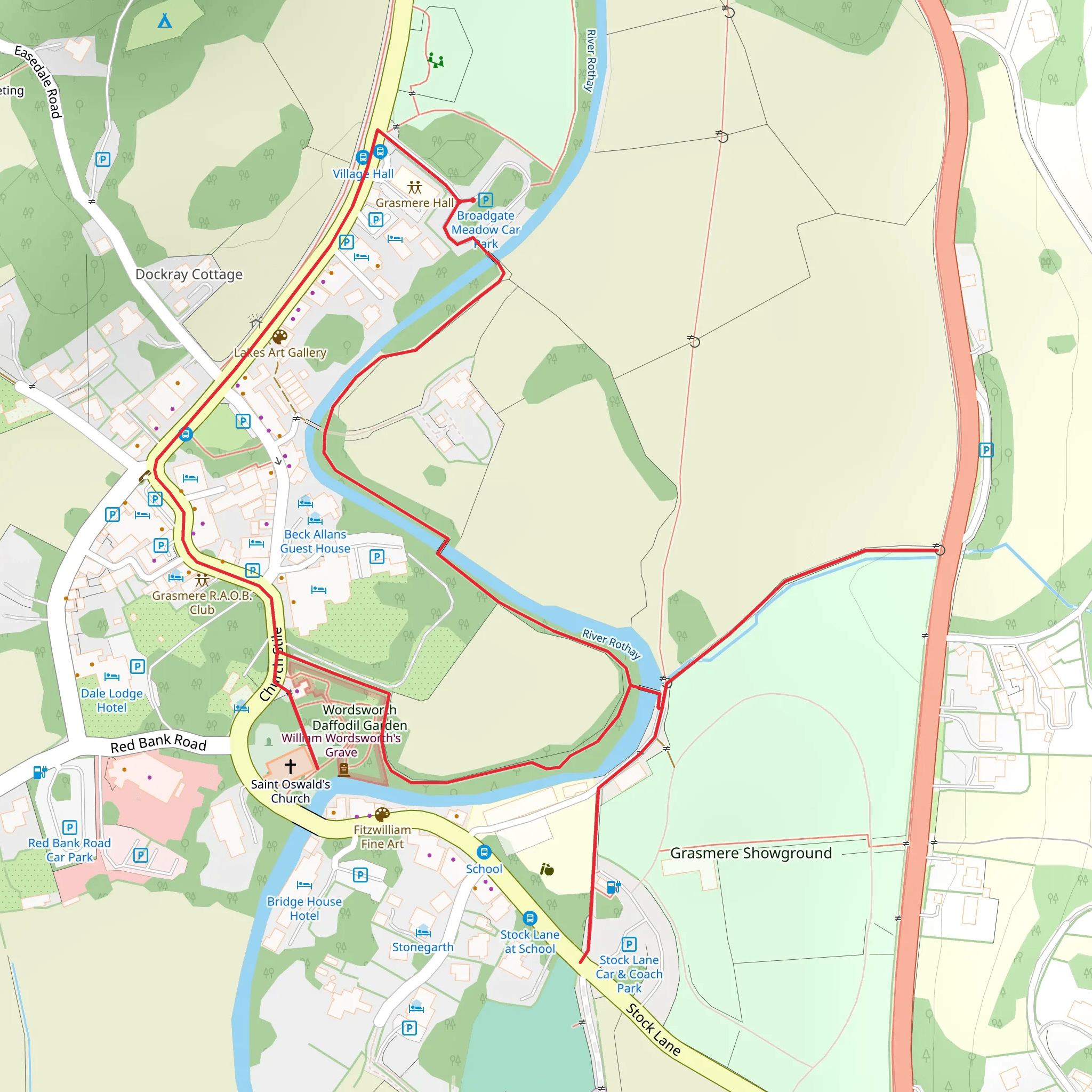 Grasmere Riverside Loop mobile static map