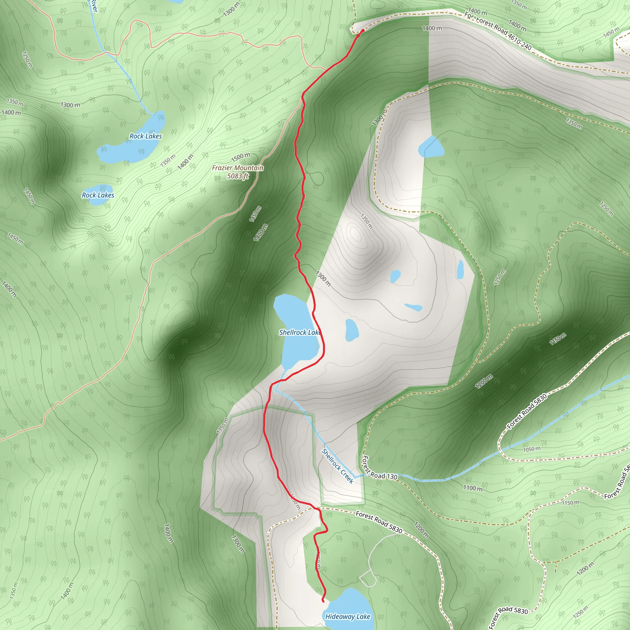 Shell Rock Lake and Hideaway Lake Trail mobile static map
