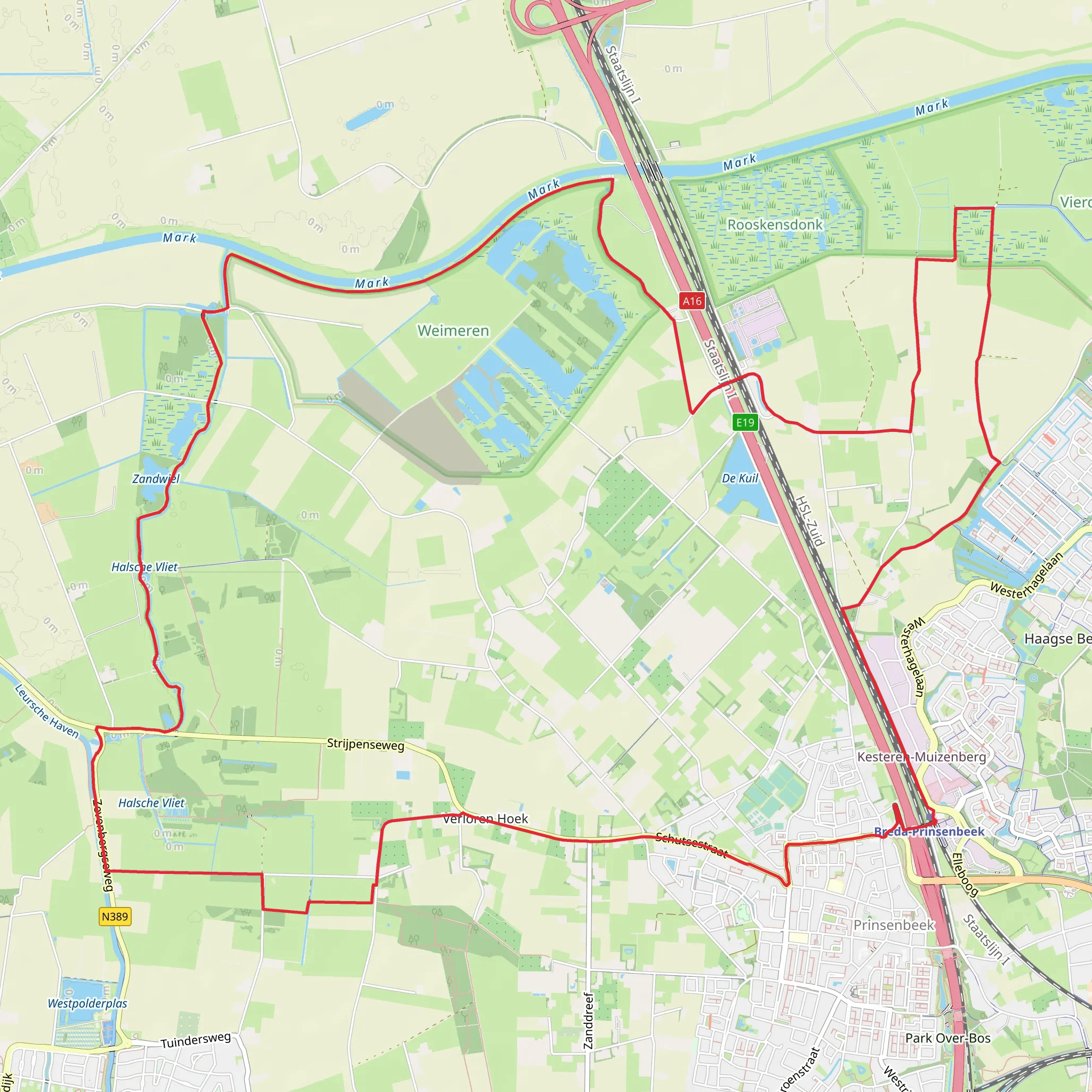 Trekpad, Haagsedijk and Moskesbrug Loop mobile static map