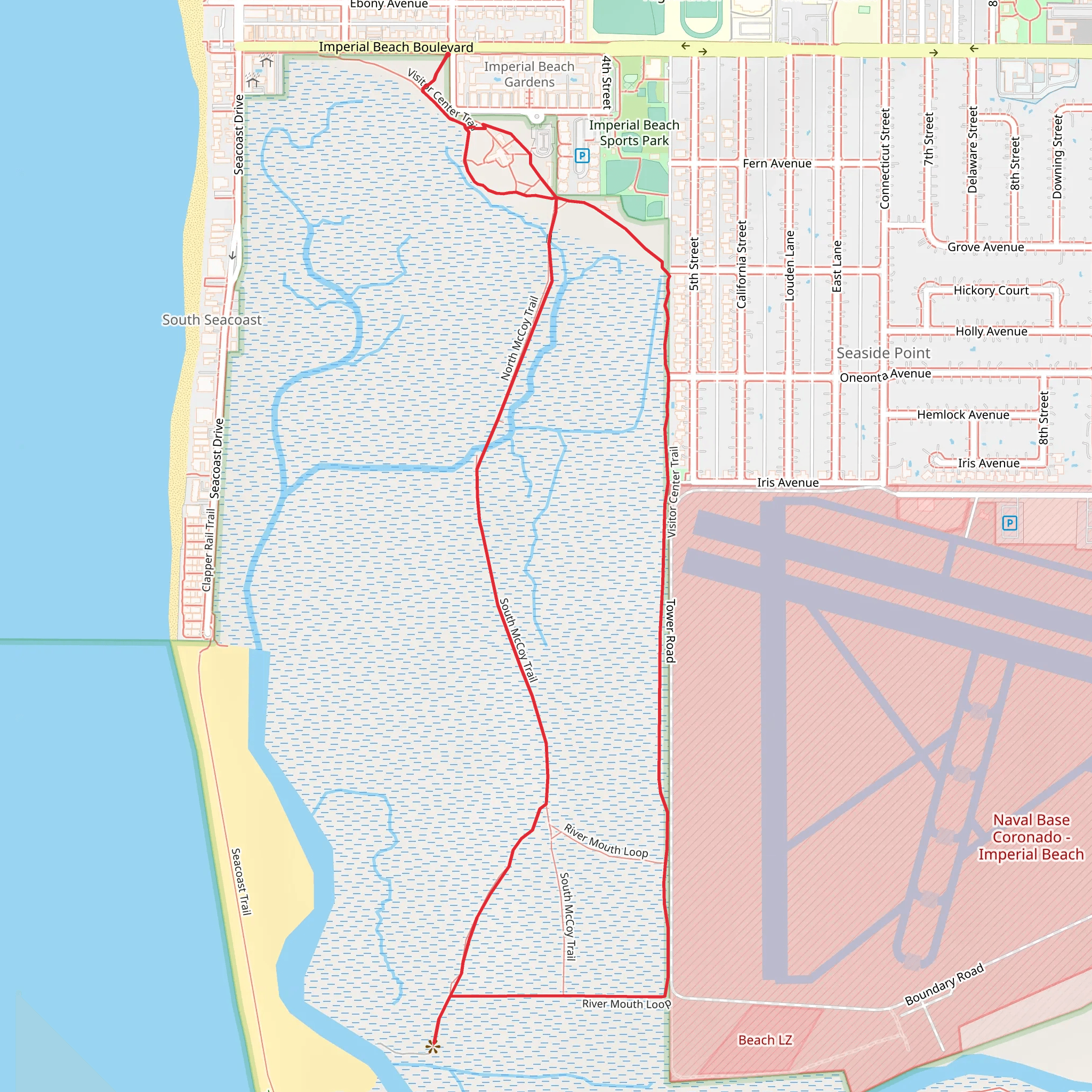 North Mc Coy Trail and River Mouth Loop Trail mobile static map