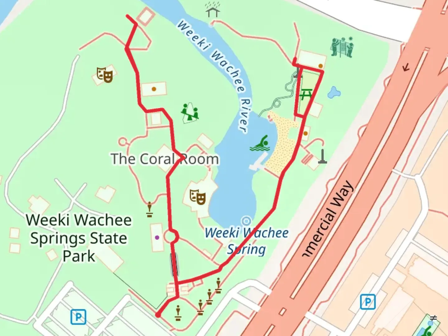 An image depicting the trail Weeki Wachee River and its surrounding area.