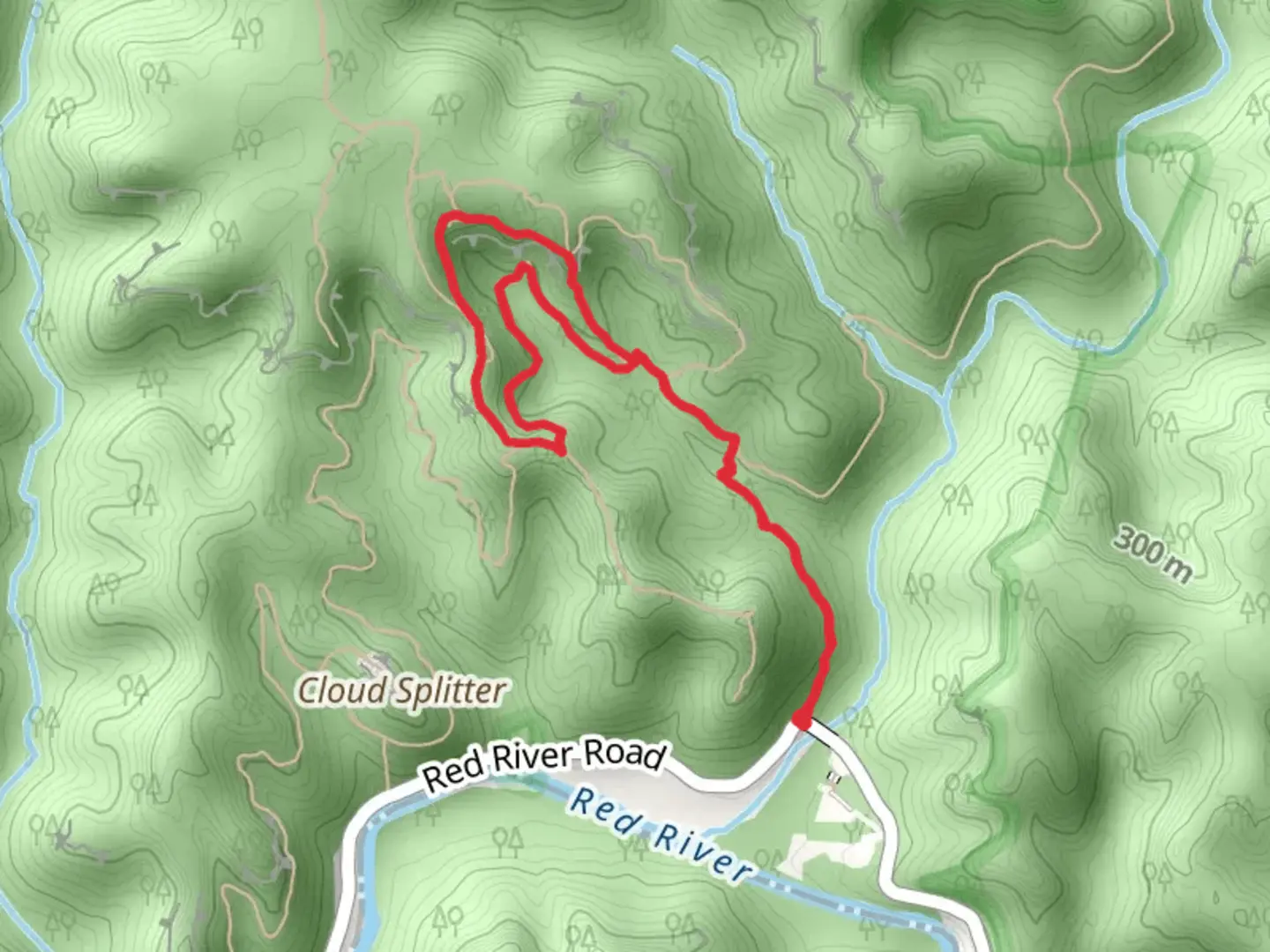 An image depicting the trail Indian Staircase Trail and Sheltowee Trace NRT Loop and its surrounding area.
