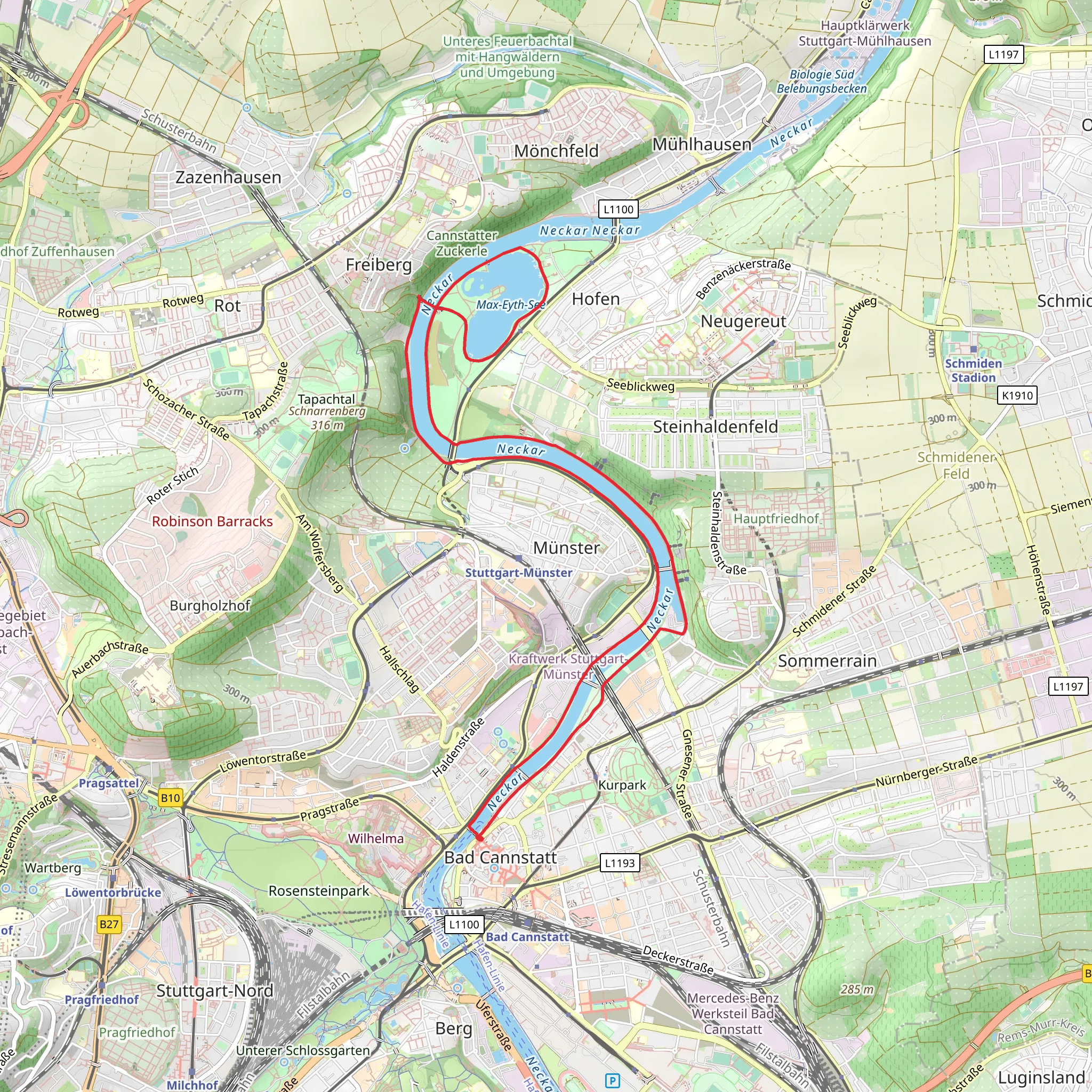 Neckar and Mühlgrün Loop mobile static map