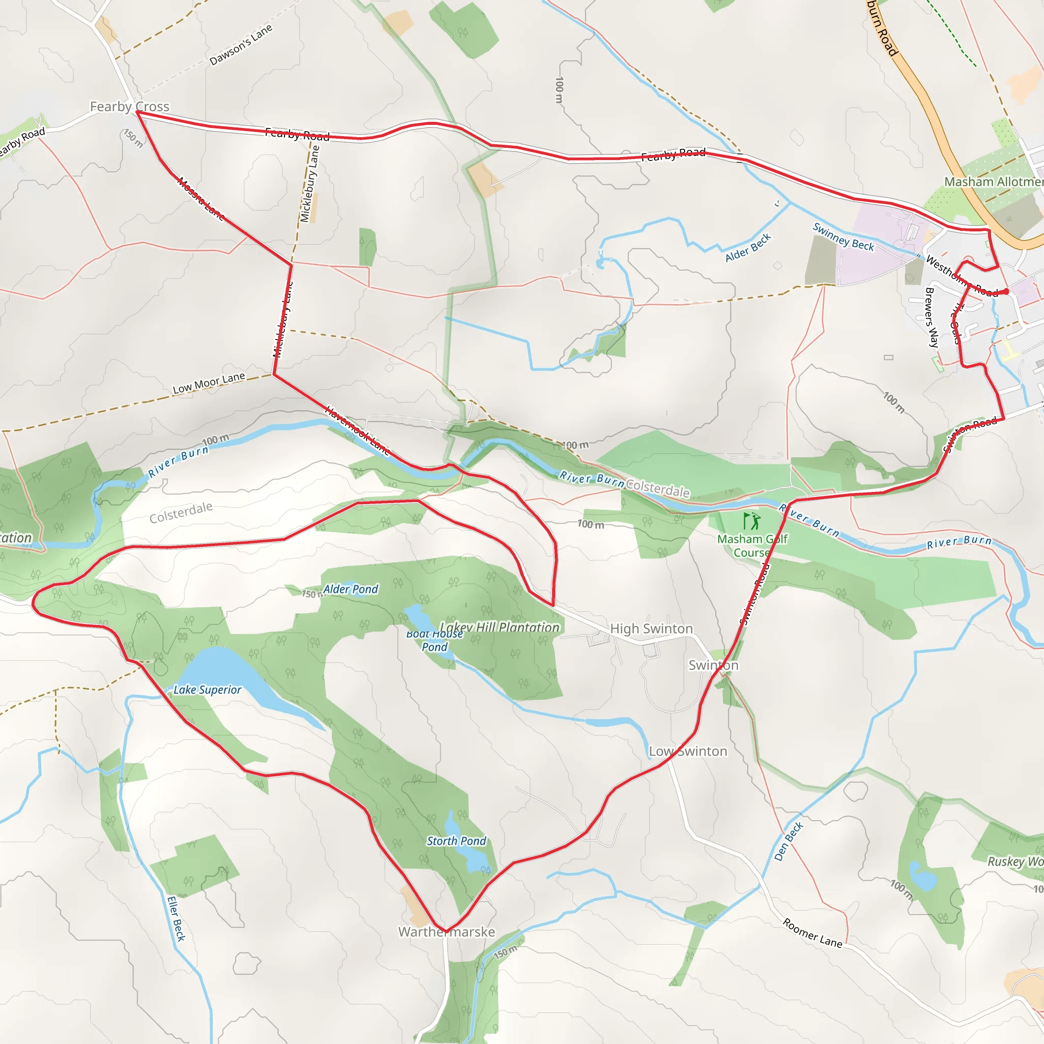 Masham, Fearby Cross and Low Swinton Loop mobile static map