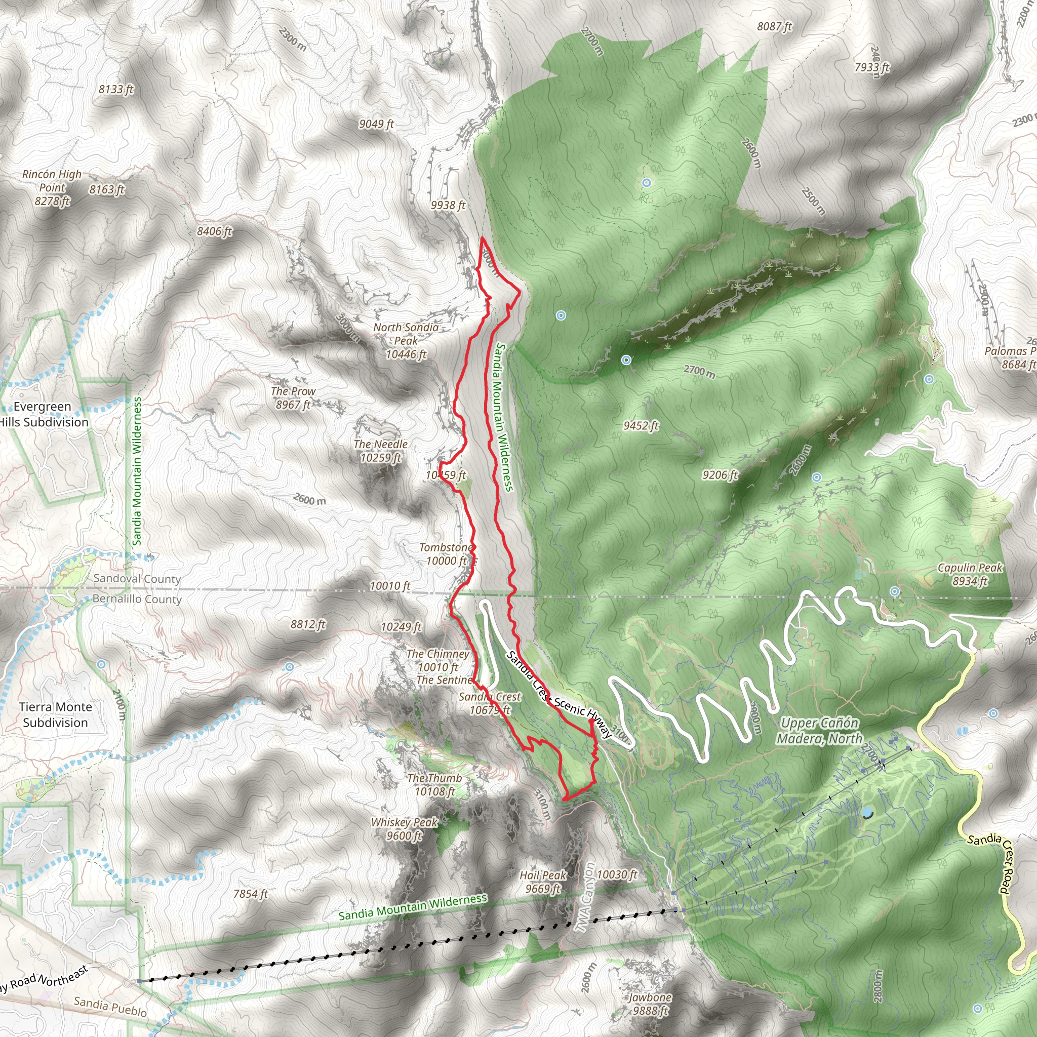 Switchback Trail and South Crest Trail mobile static map