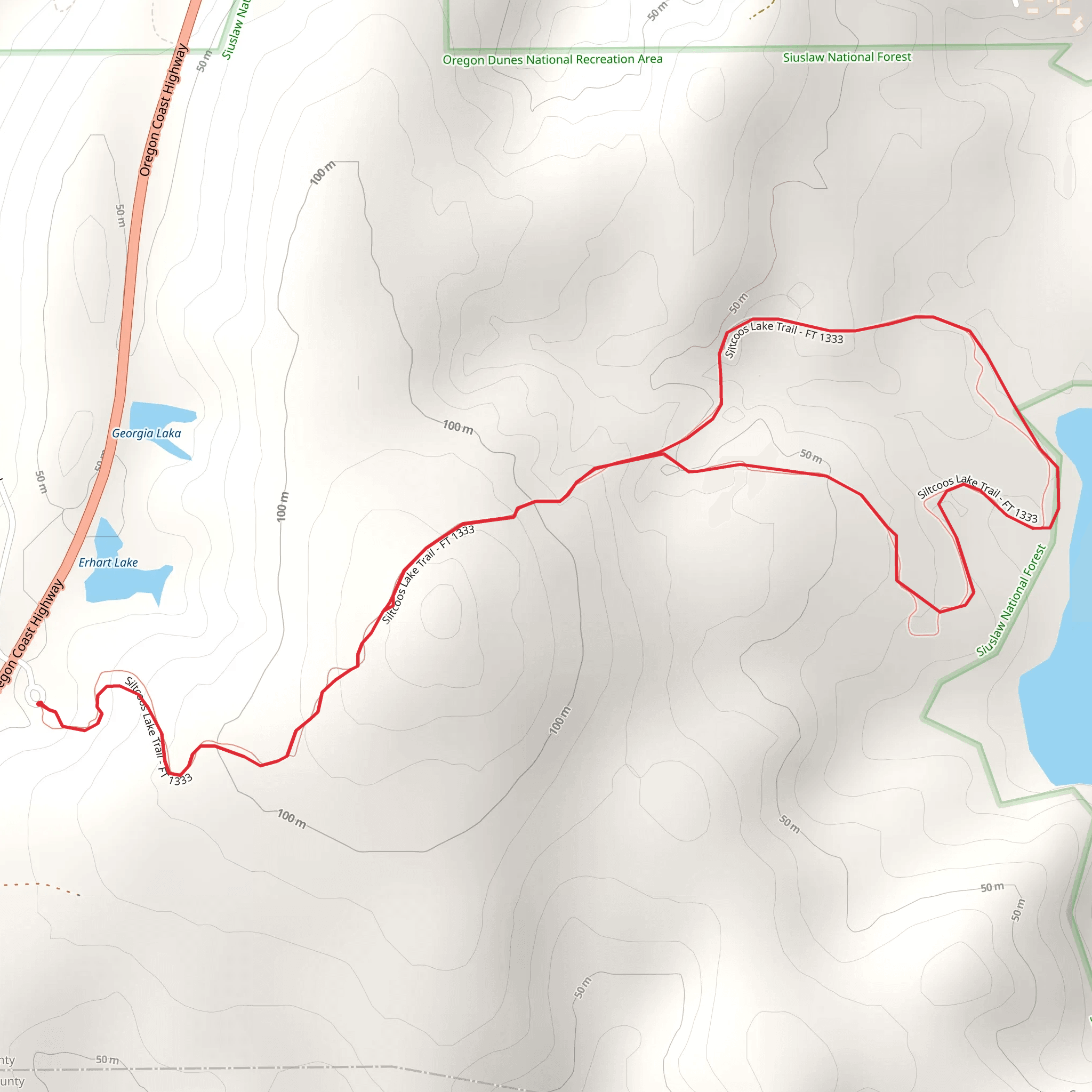 Siltcoos Lake Trail mobile static map