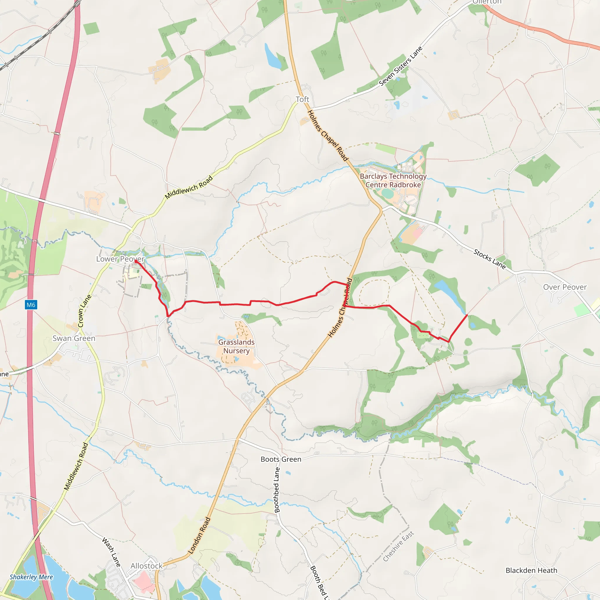 Lower Peover Walk mobile static map