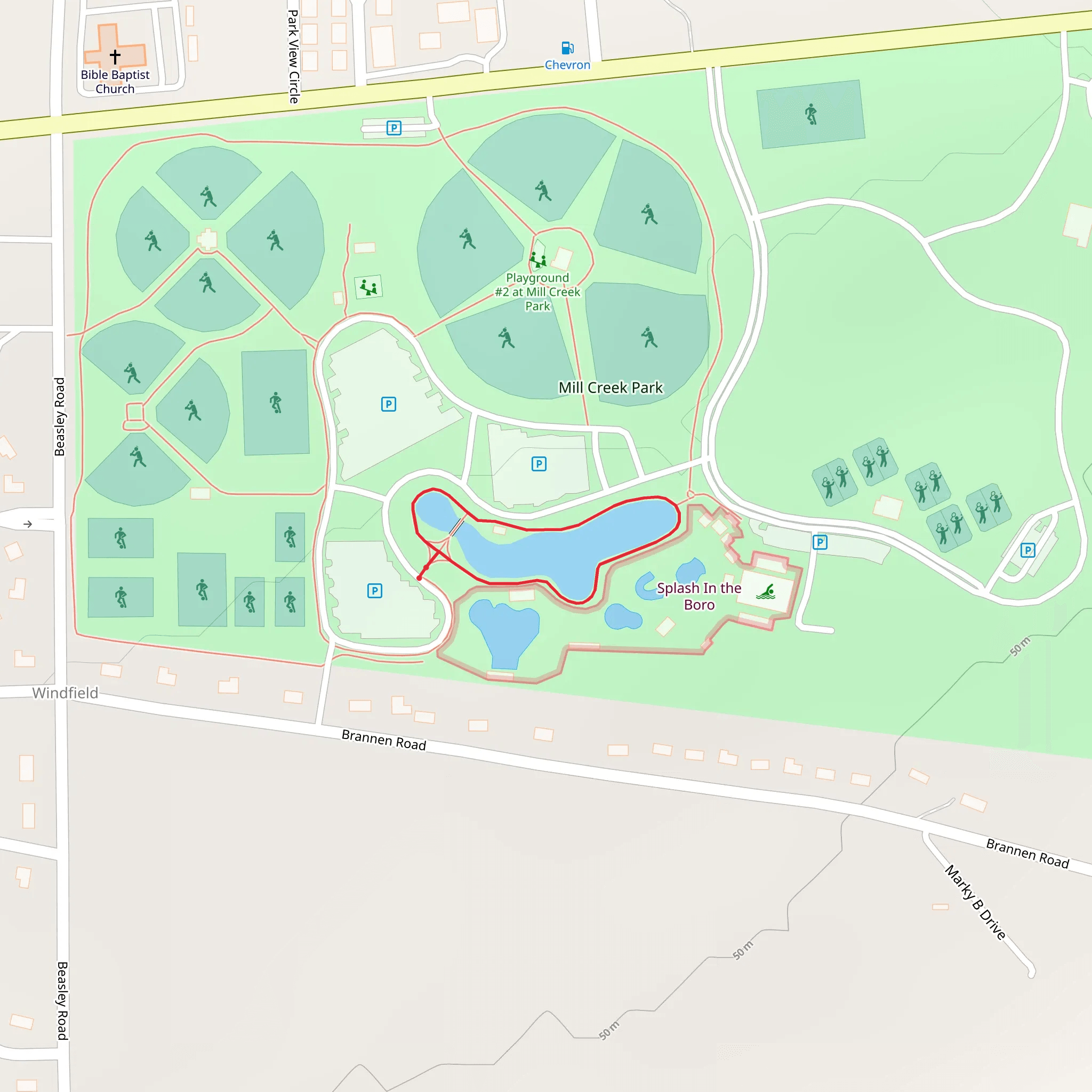 Mill Creek Park Pond Loop mobile static map