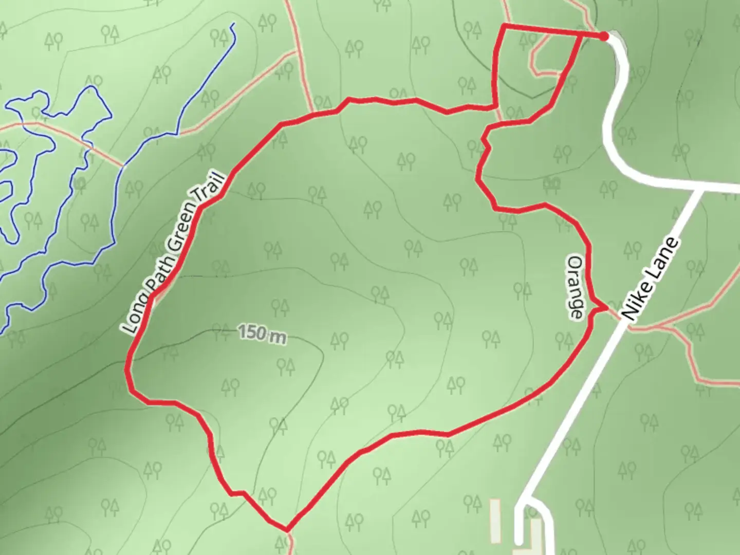 An image depicting the trail Nike Overlook Park Loop and its surrounding area.