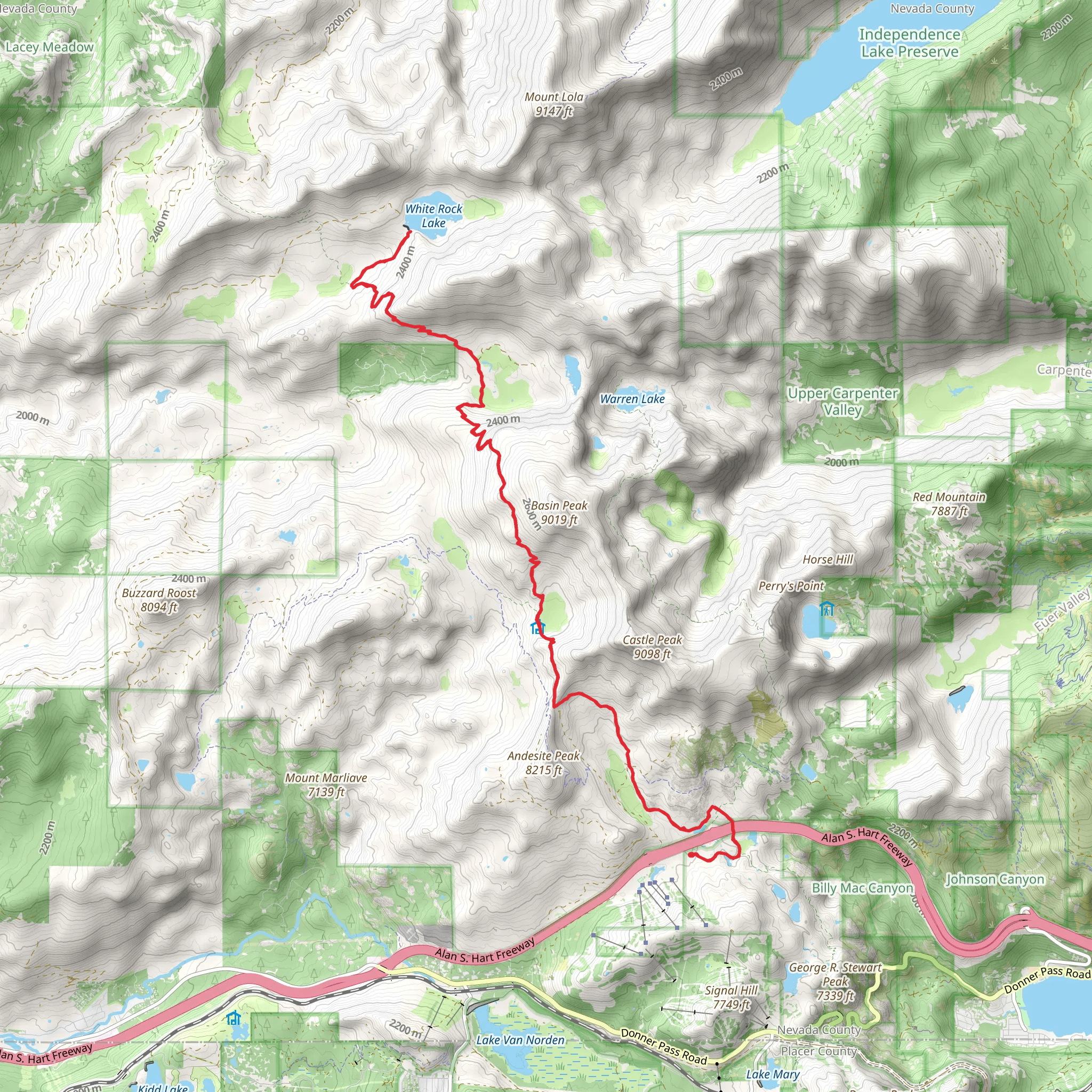 White Rock Lake via PCT mobile static map