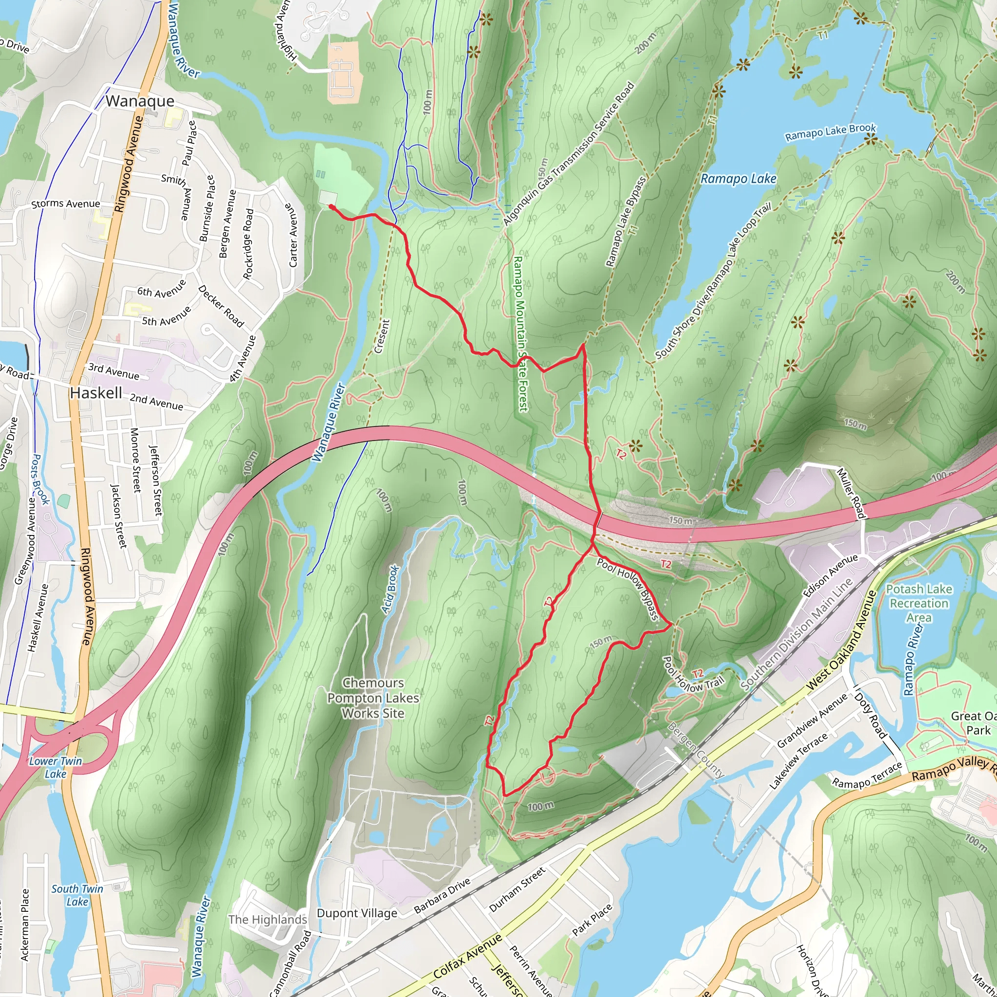Indian Rock trail and Cannonball Trail mobile static map