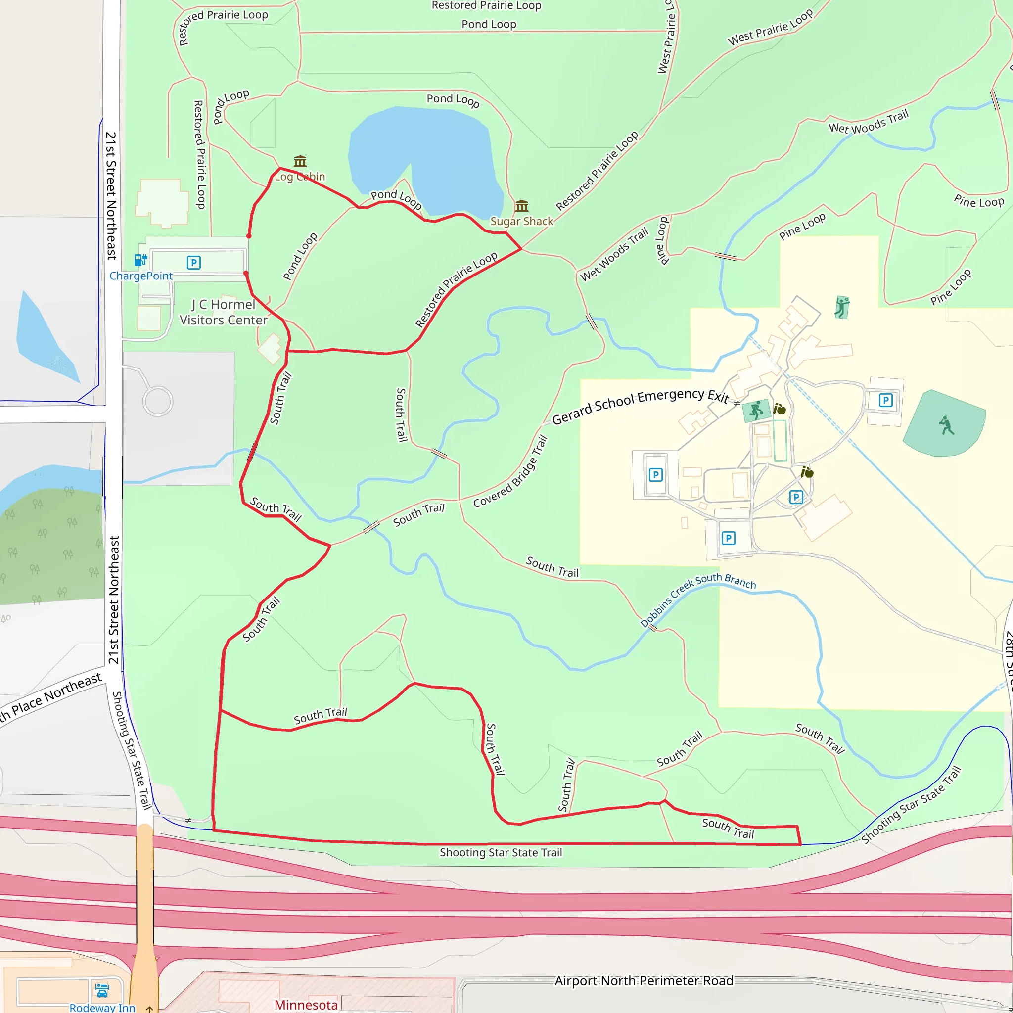 Pond and South Loop Trail mobile static map