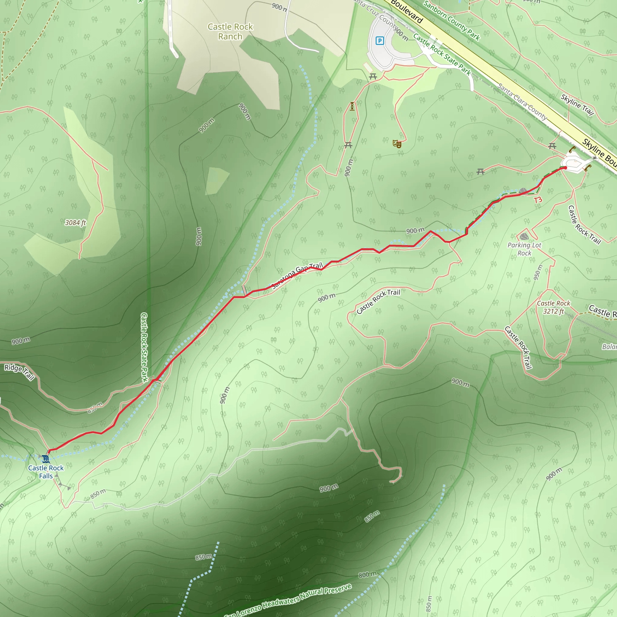 Saratoga Gap Trail mobile static map
