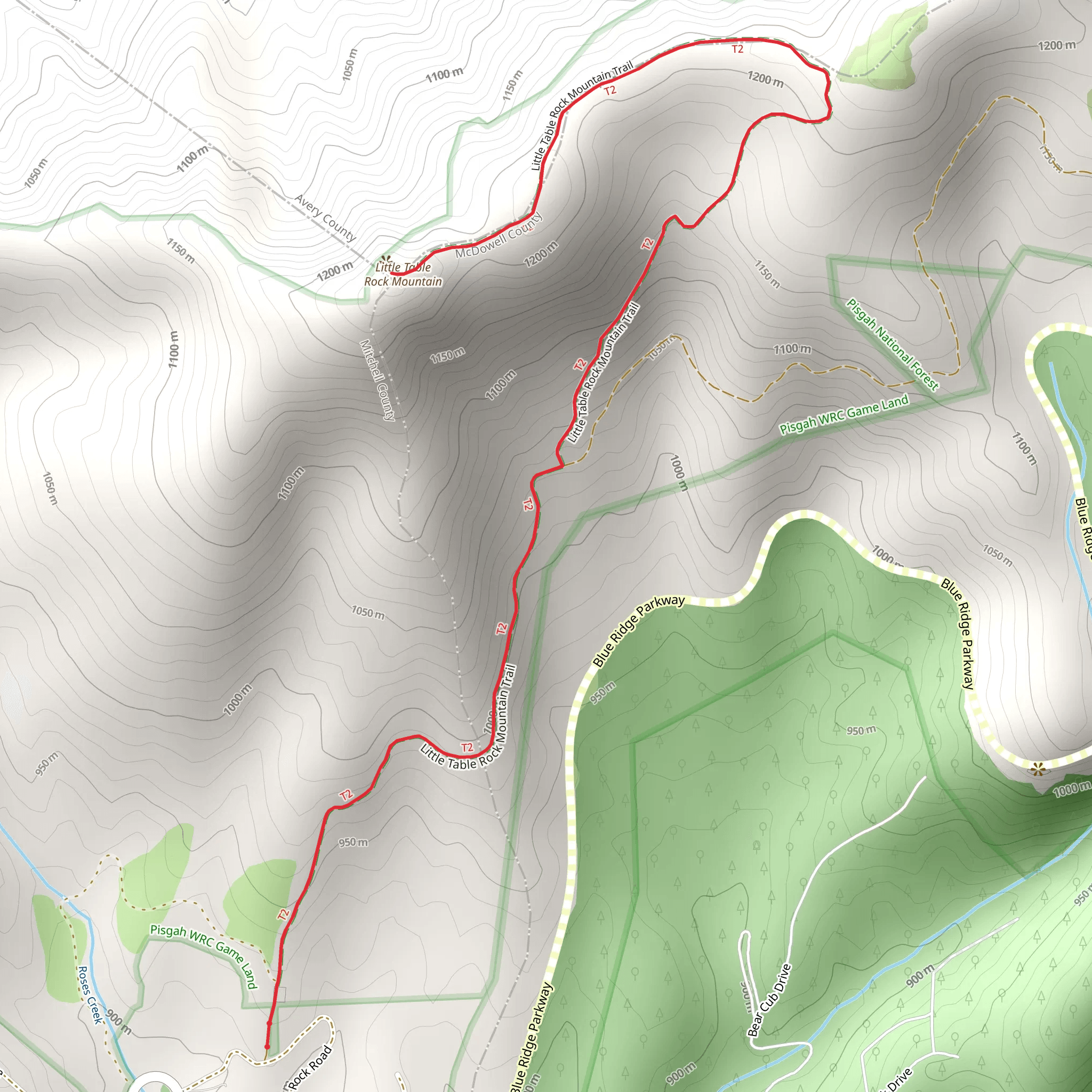Little Table Rock Mountain Trail mobile static map