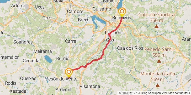 Camino Ingles stage 4 Map