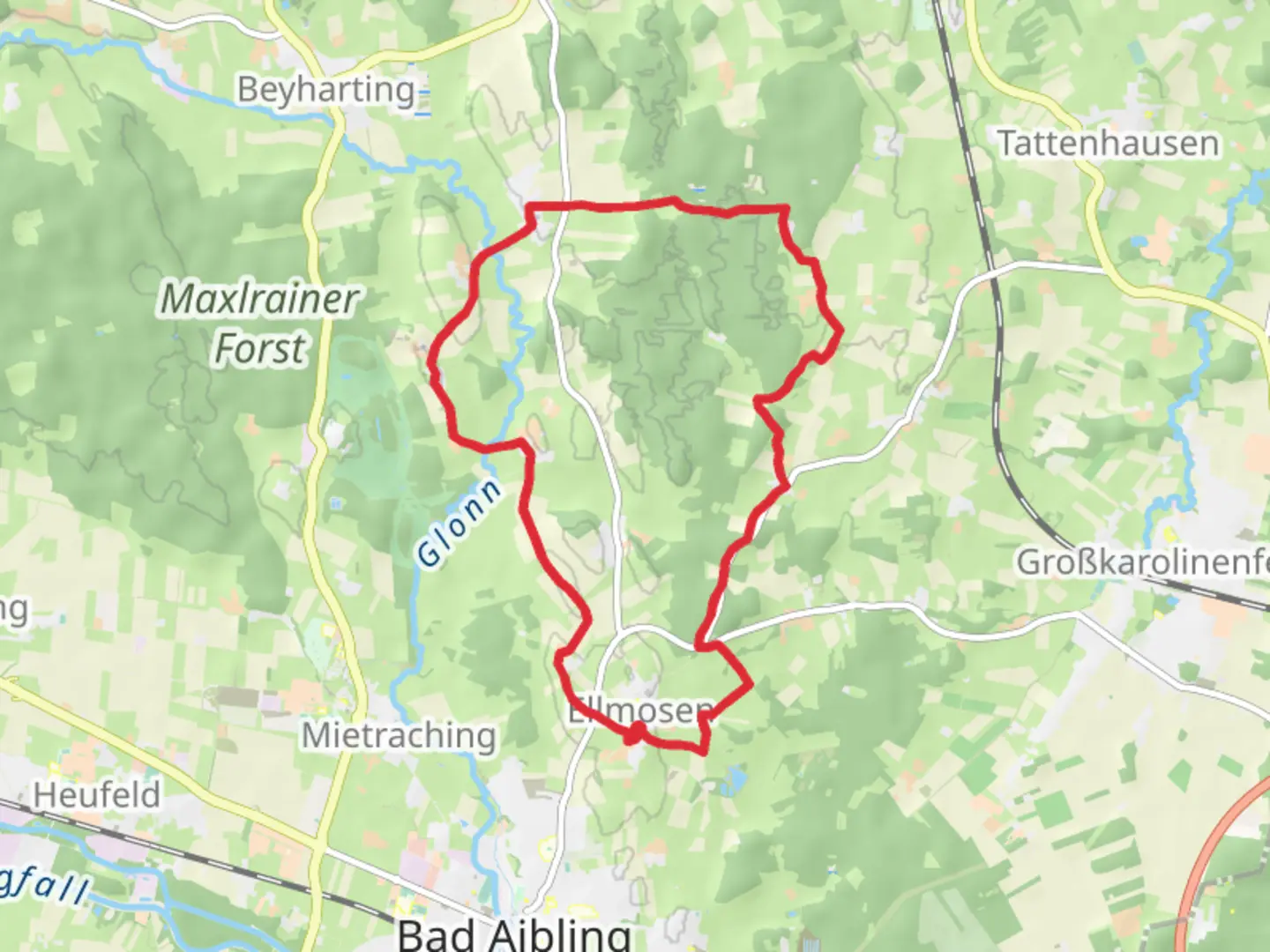 An image depicting the trail Ellmosen and Fuchsholz Loop and its surrounding area.