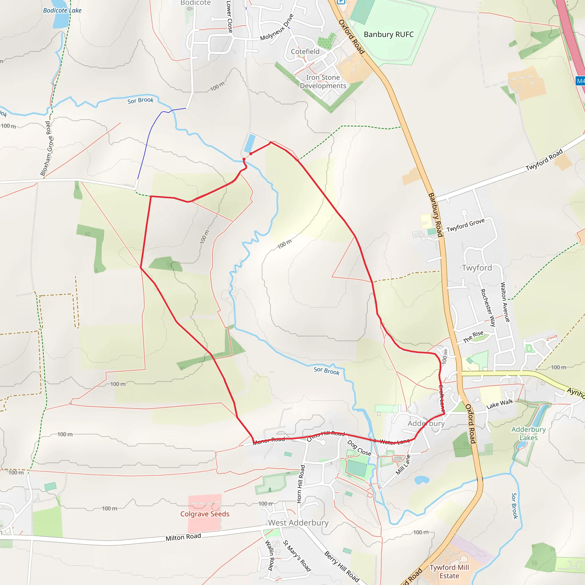 Adderbury Circular Walk mobile static map