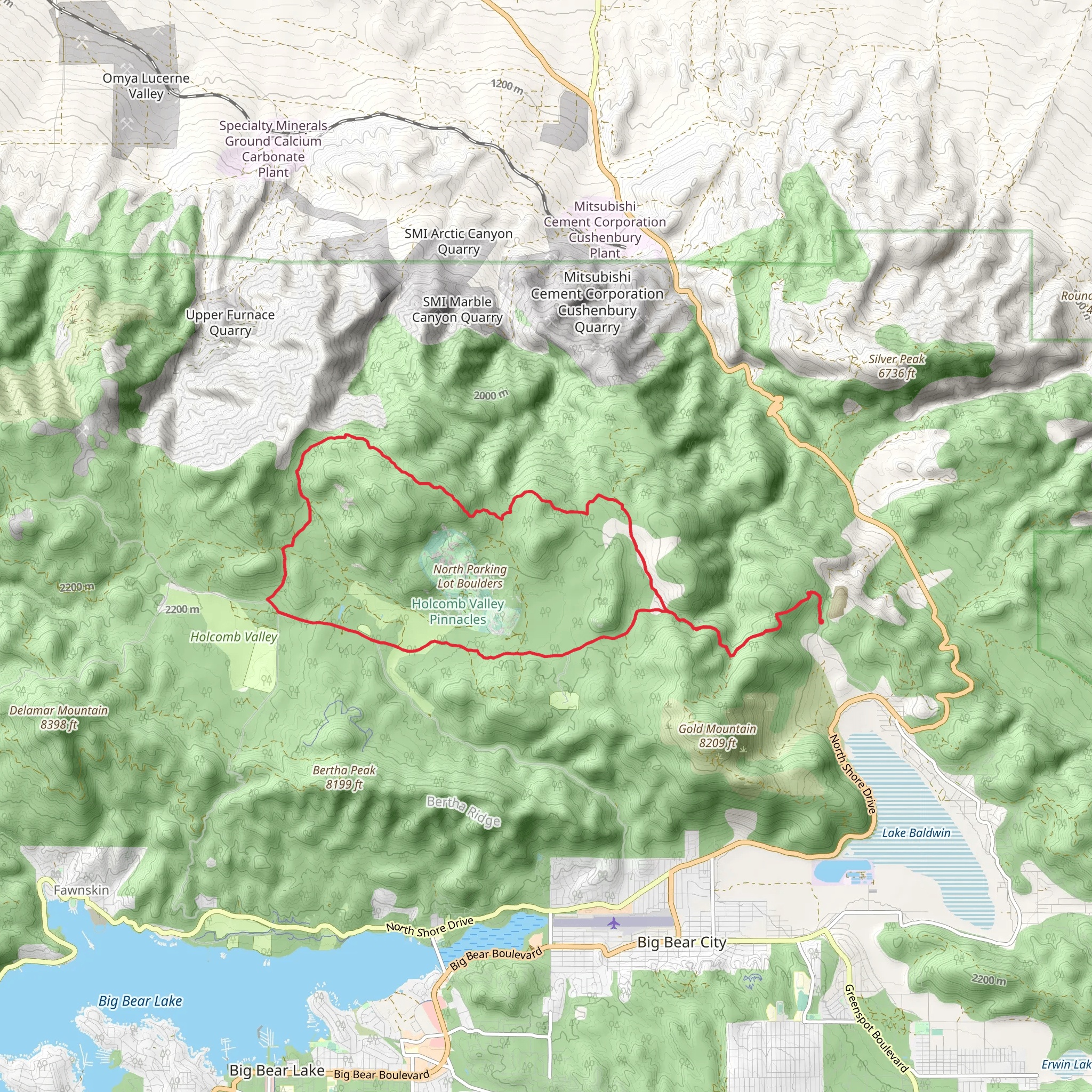 Burnt Flat Road and Holcomb Valley Road Loop mobile static map
