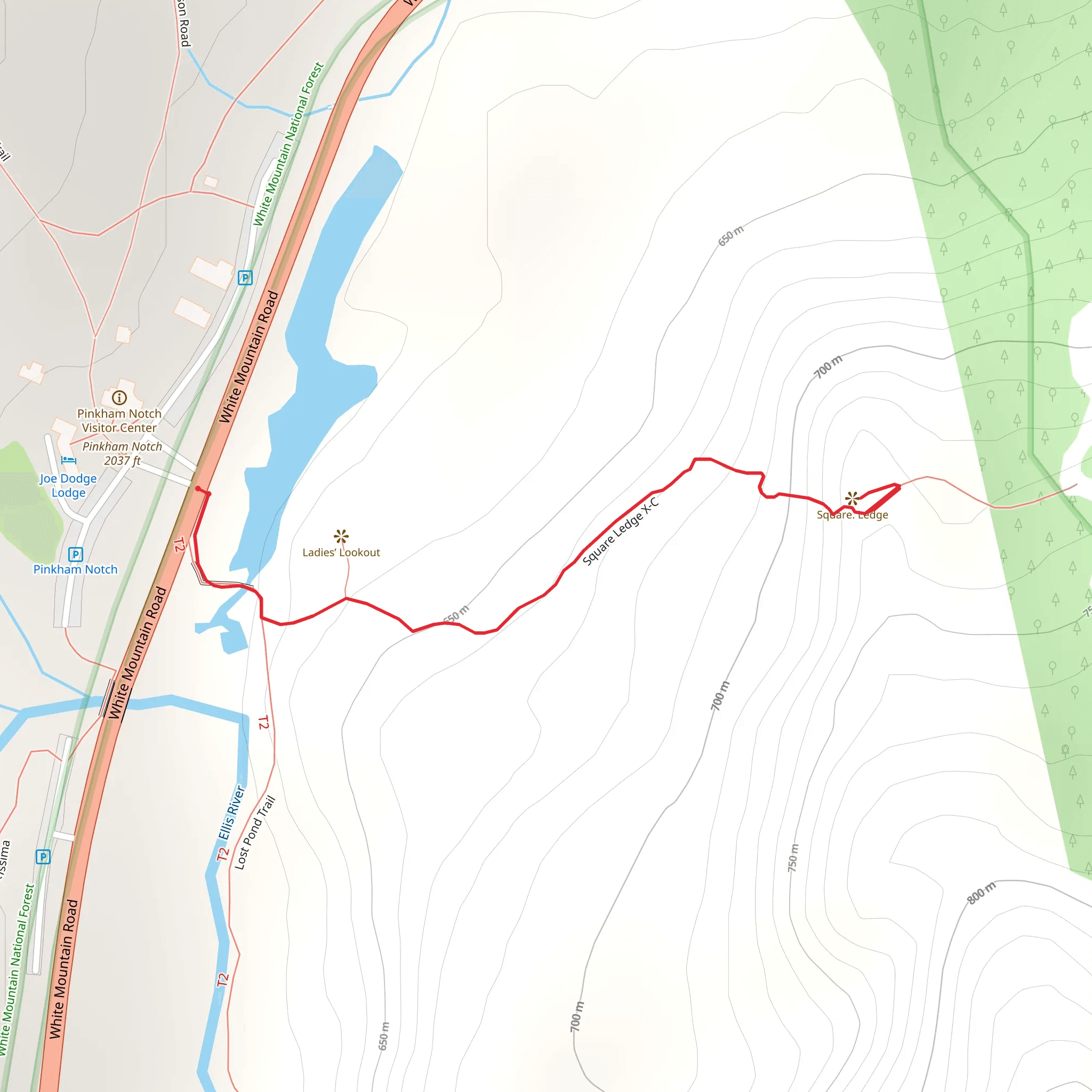 Square Ledge in Pinkham Notch mobile static map