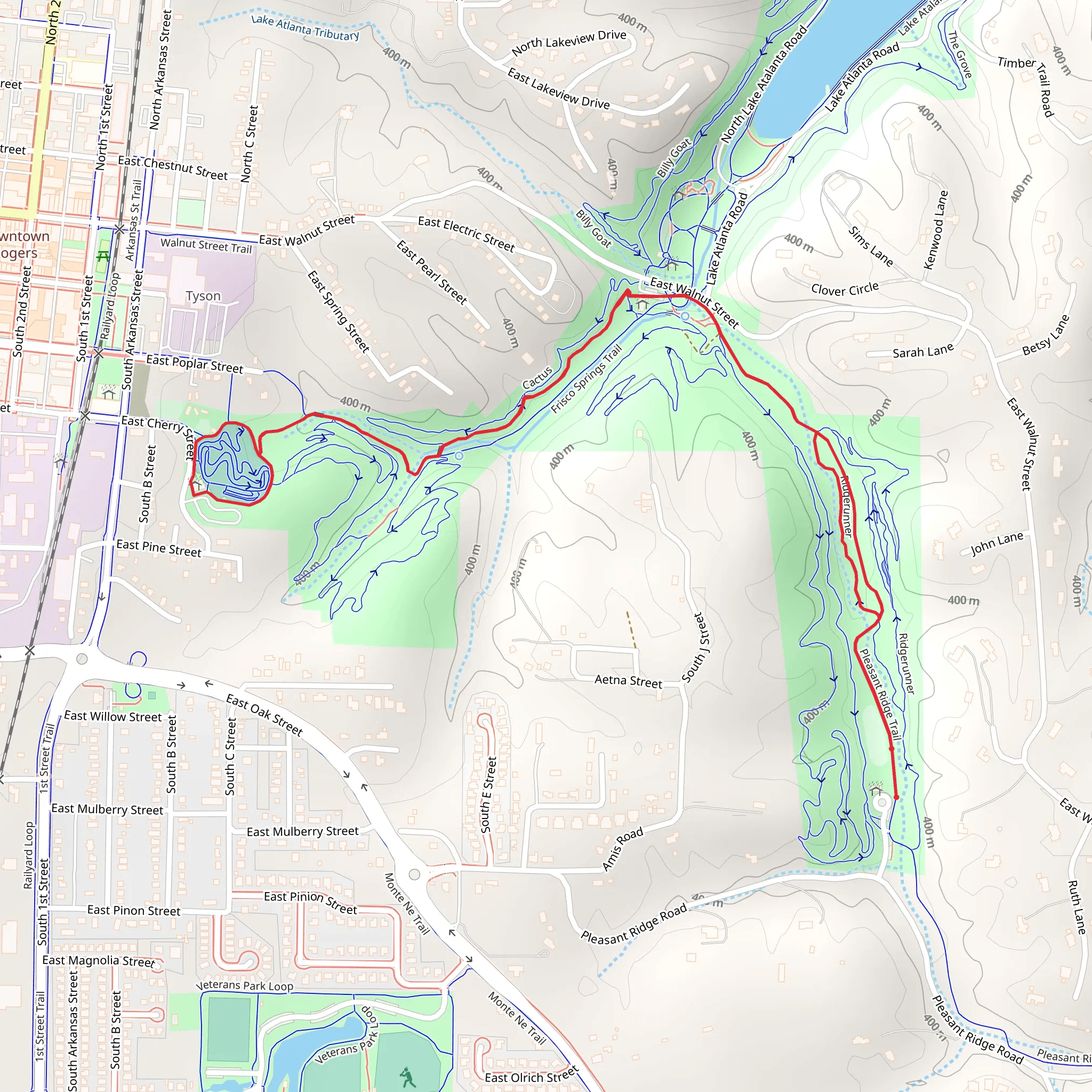 Pleasant Ridge Trail and Frisco Springs Trail mobile static map