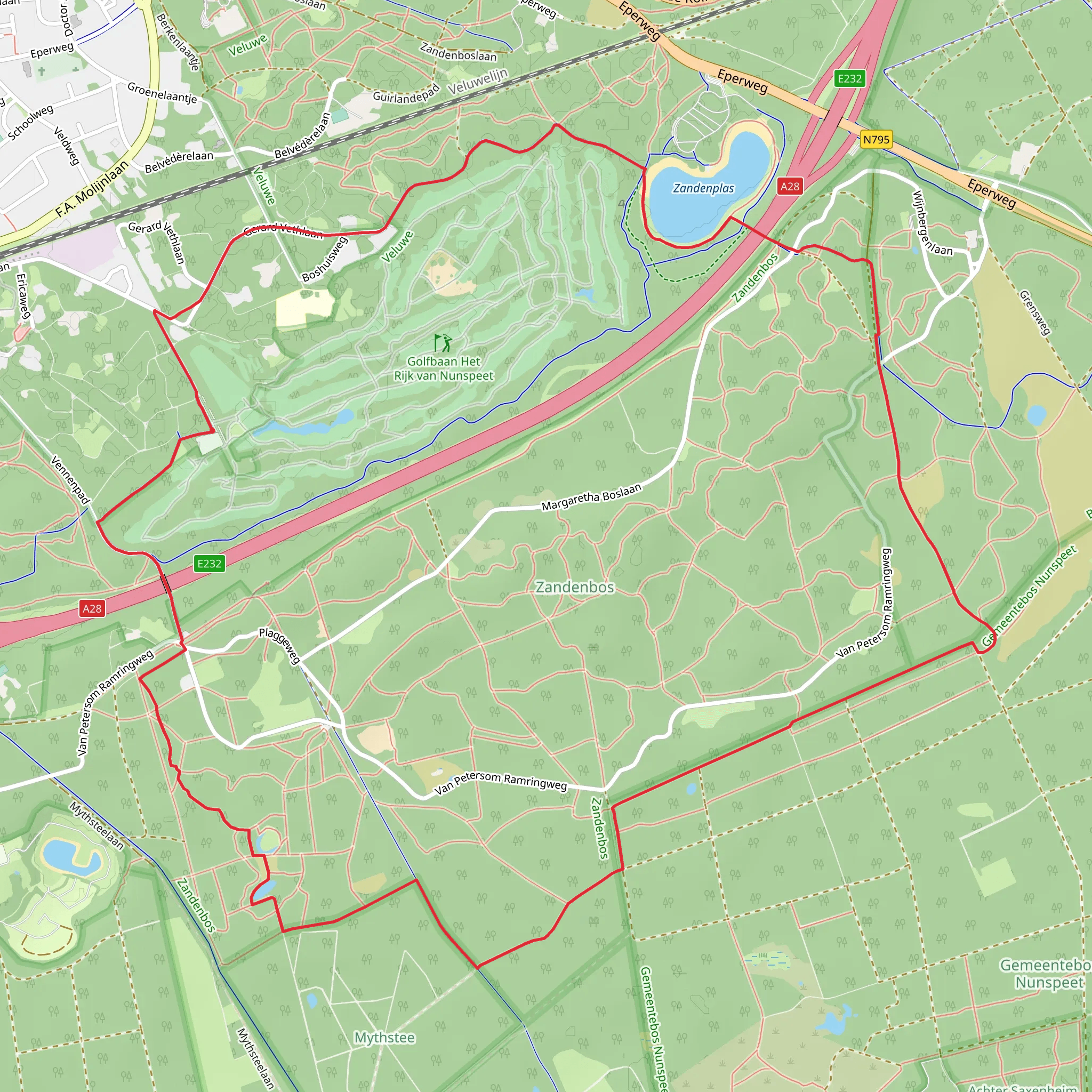 Zandenplas, Margarethabosch and Ronde Huis Loop mobile static map