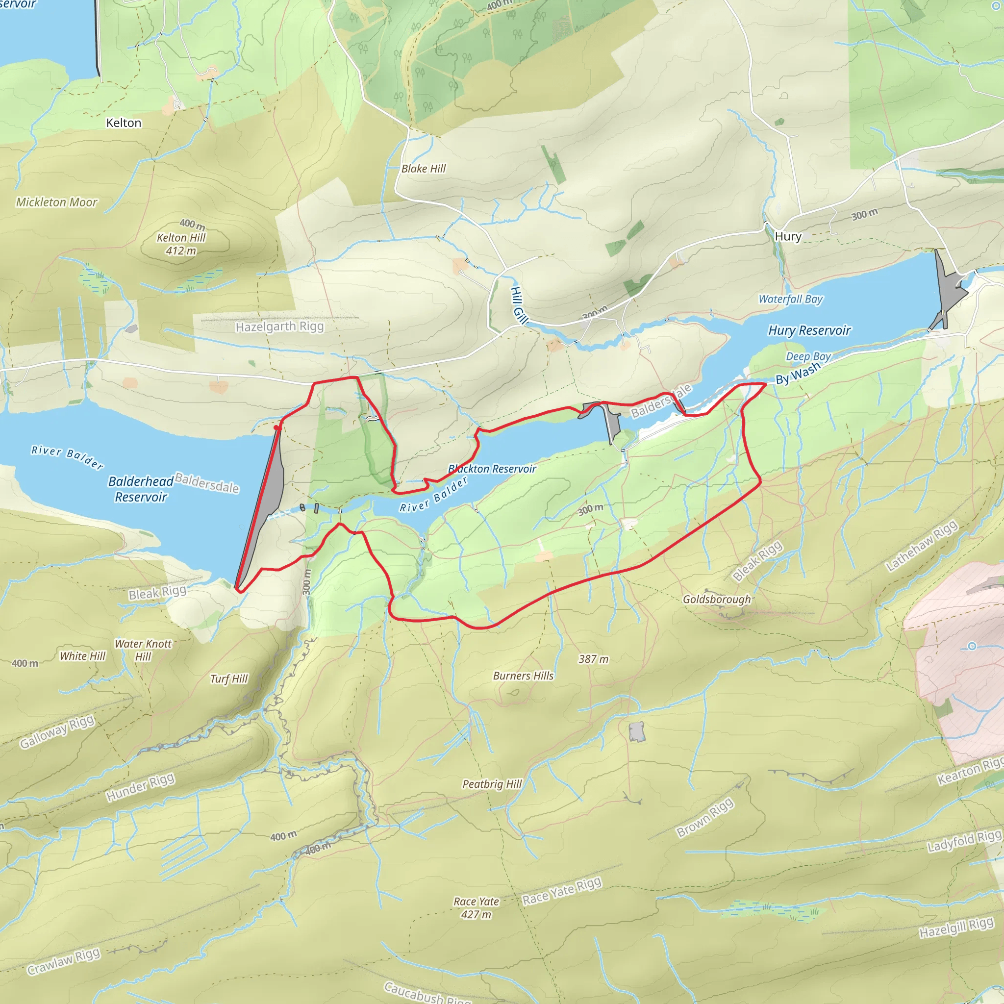 Balderhead Reservoir, Blackton Reservoir and Baldersdale mobile static map