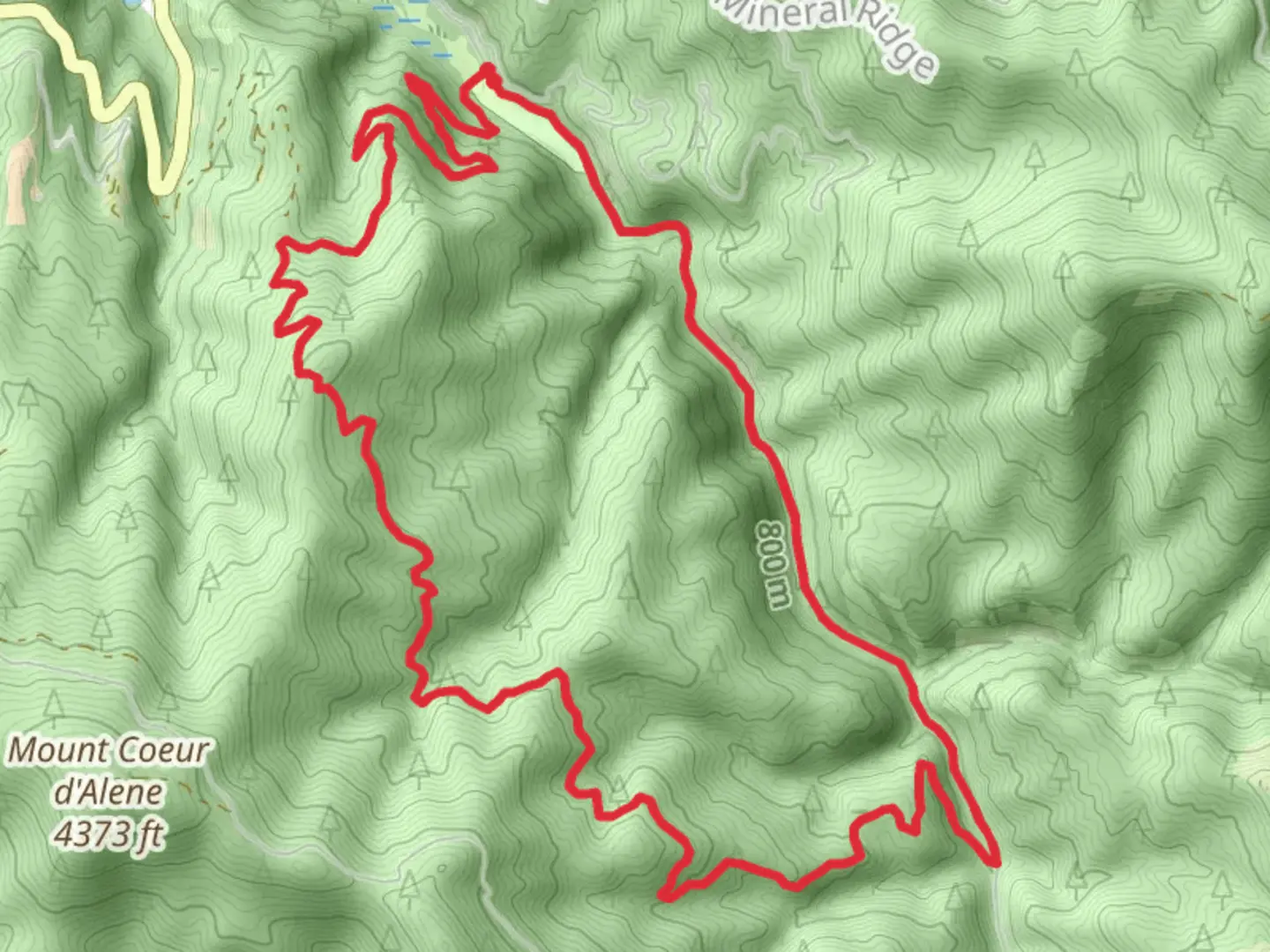An image depicting the trail Caribou Ridge and Trail 257 South Loop and its surrounding area.