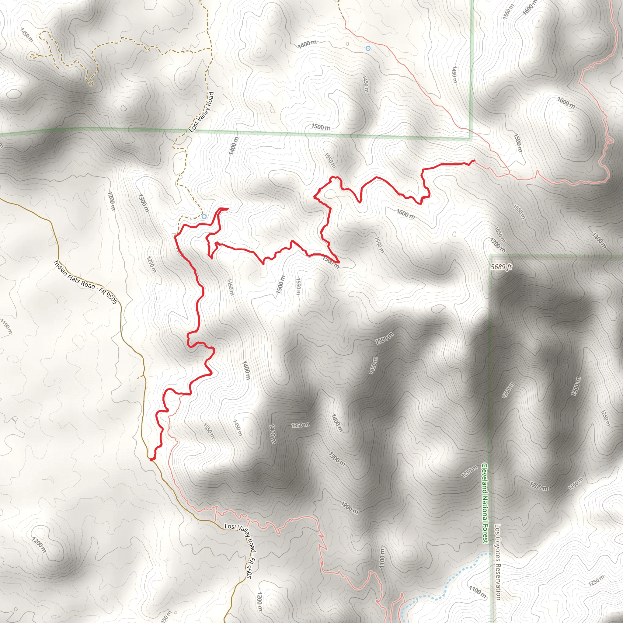 Lost Valley Road and Pacific Crest Trail mobile static map