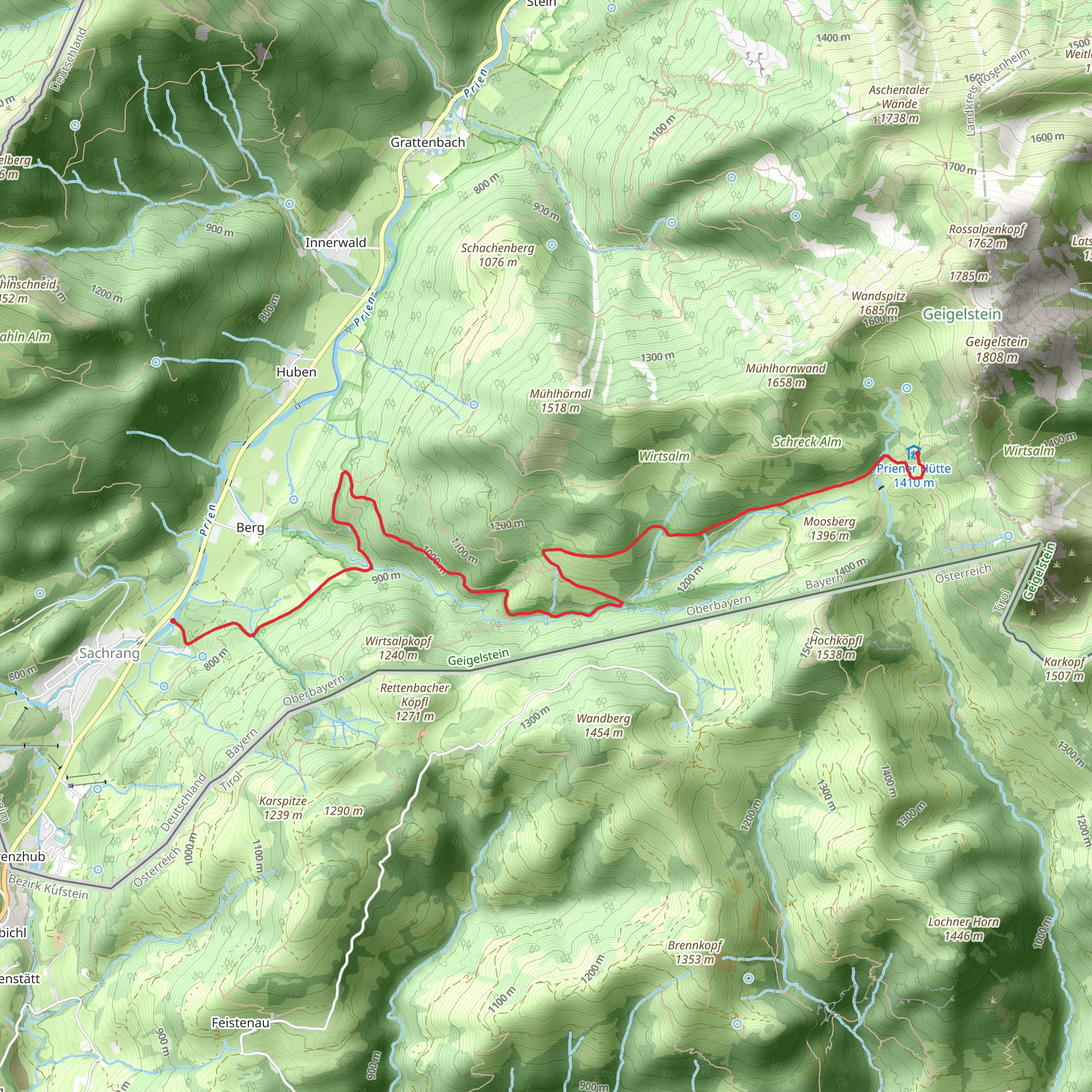 Sachrang to Priener Huette Via Alpina Purple mobile static map
