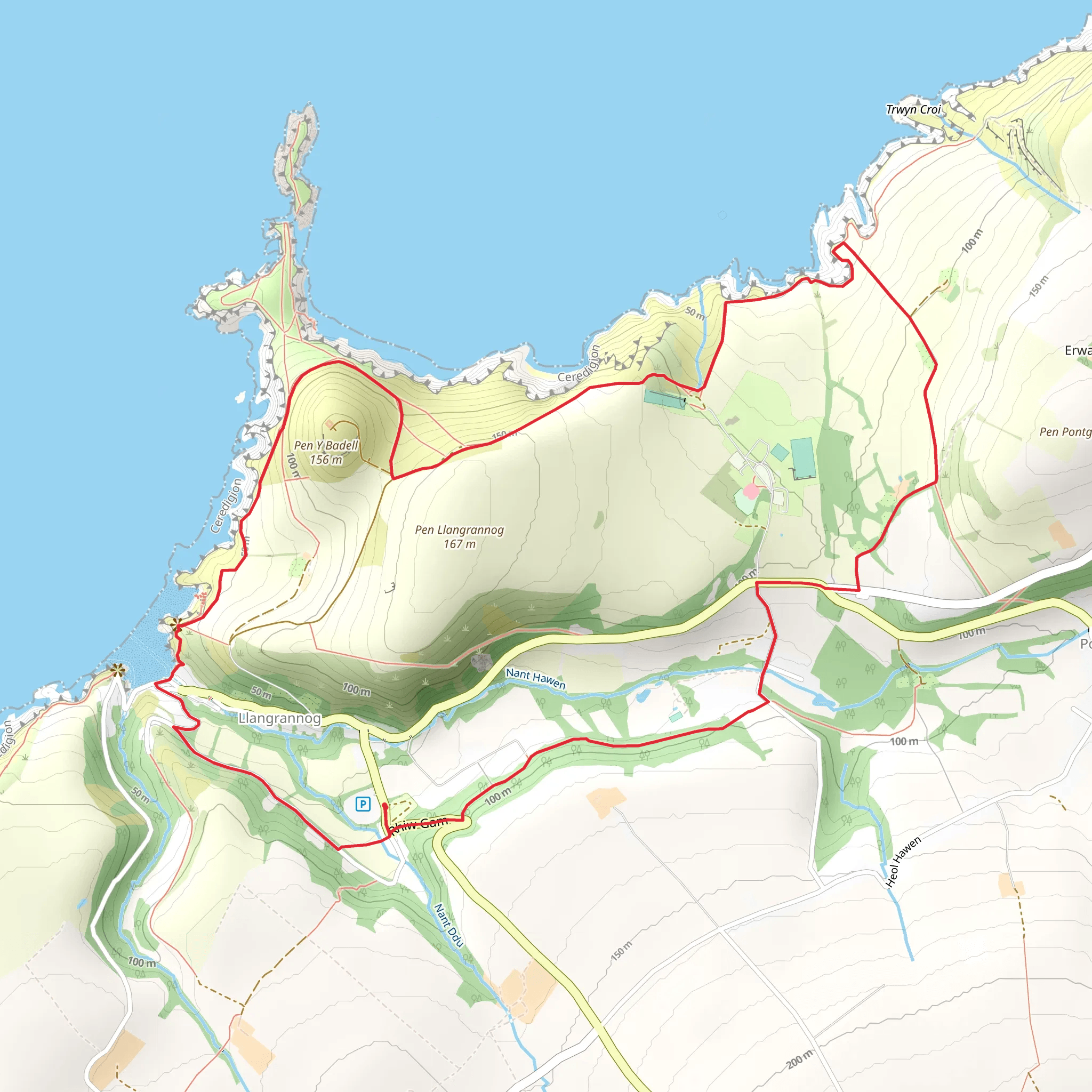 Llangrannog Circular mobile static map