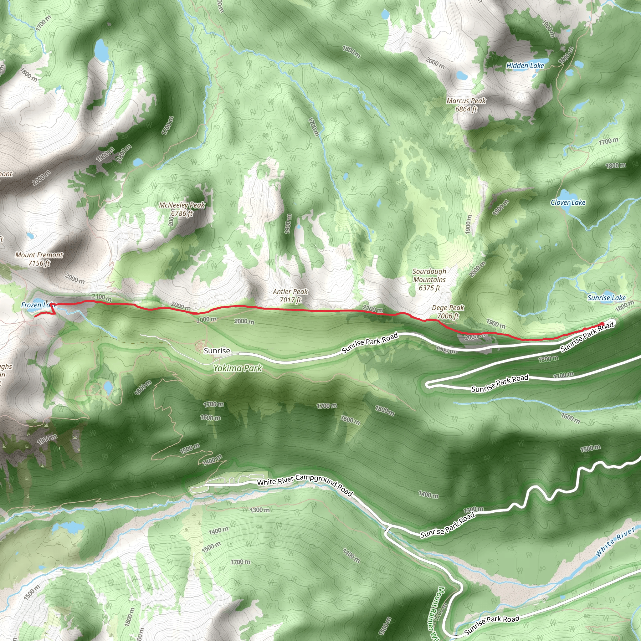 Dege Peak and Frozen Lake via Sourdough Ridge Trail mobile static map