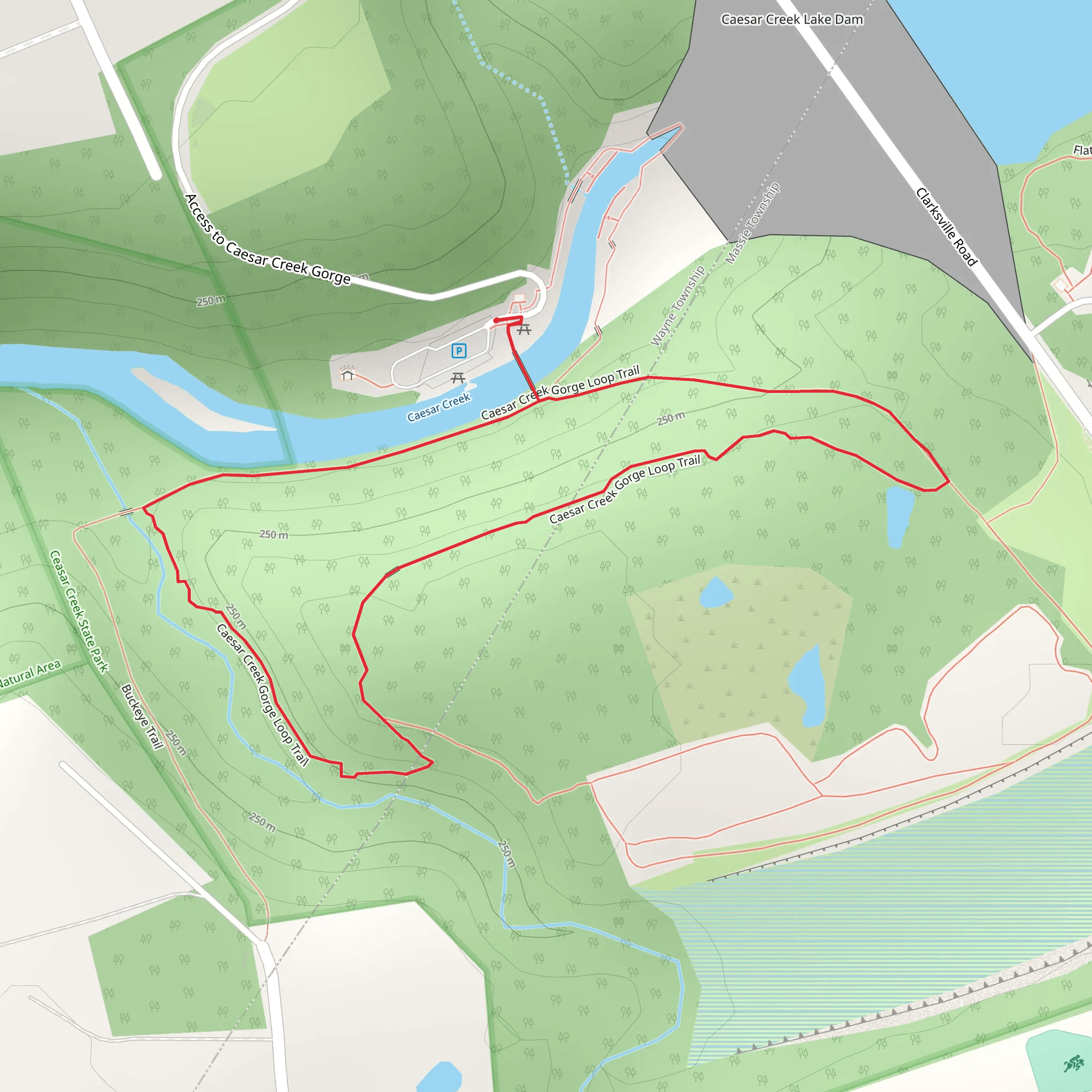 Caesar Creek Gorge Loop Trail mobile static map