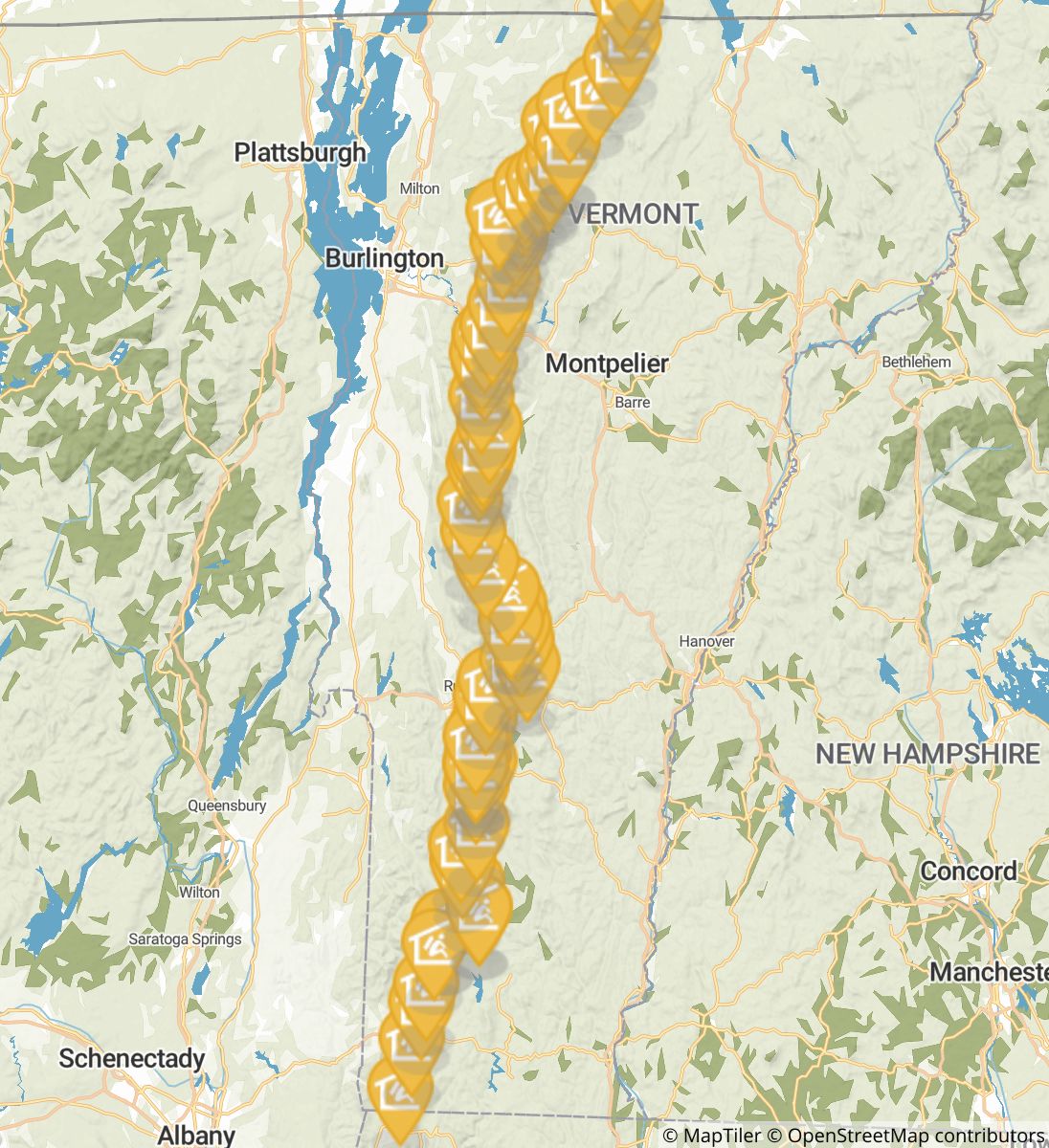 Long trail outlet sections