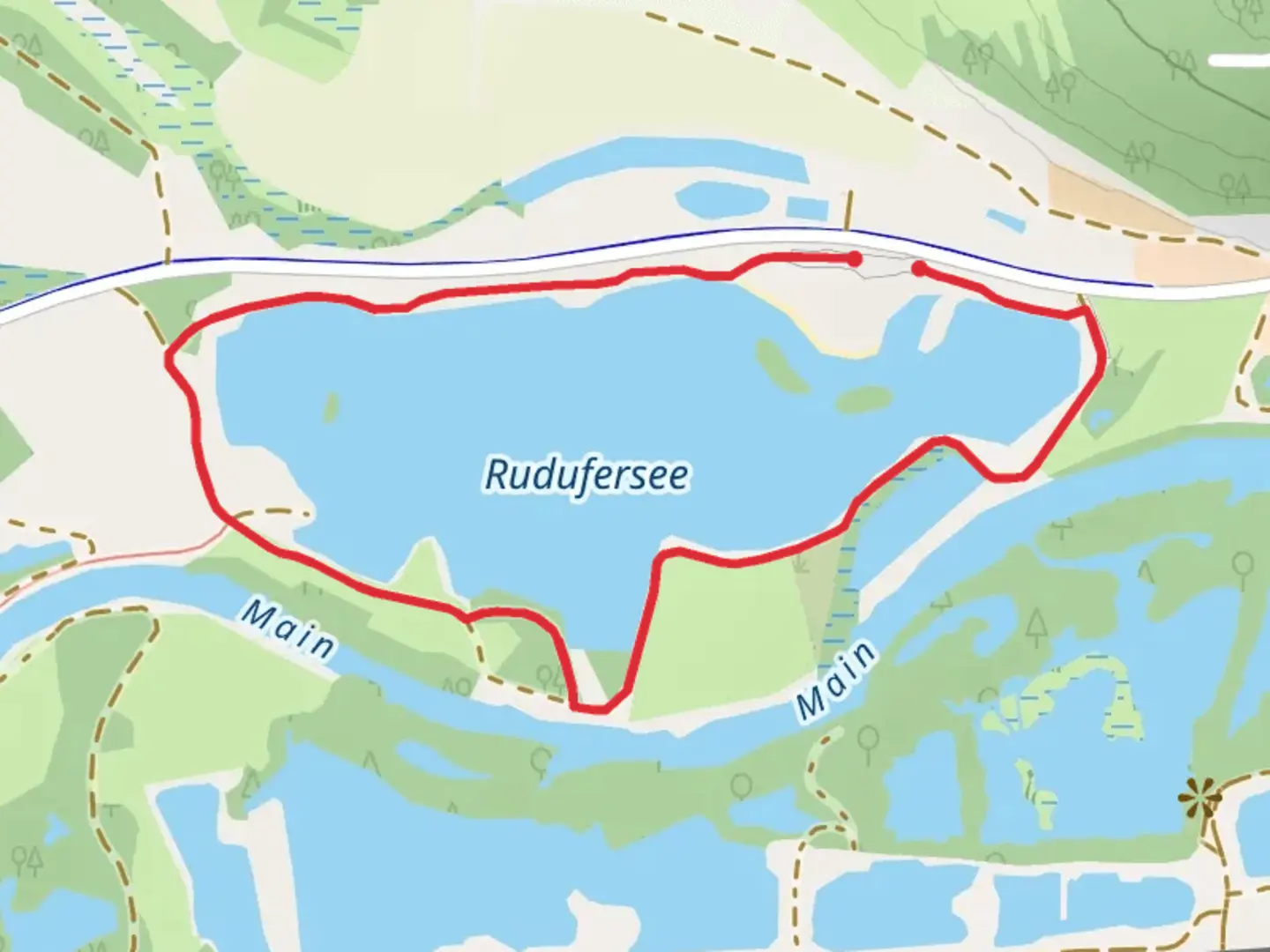 An image depicting the trail Rudufersee Loop and its surrounding area.