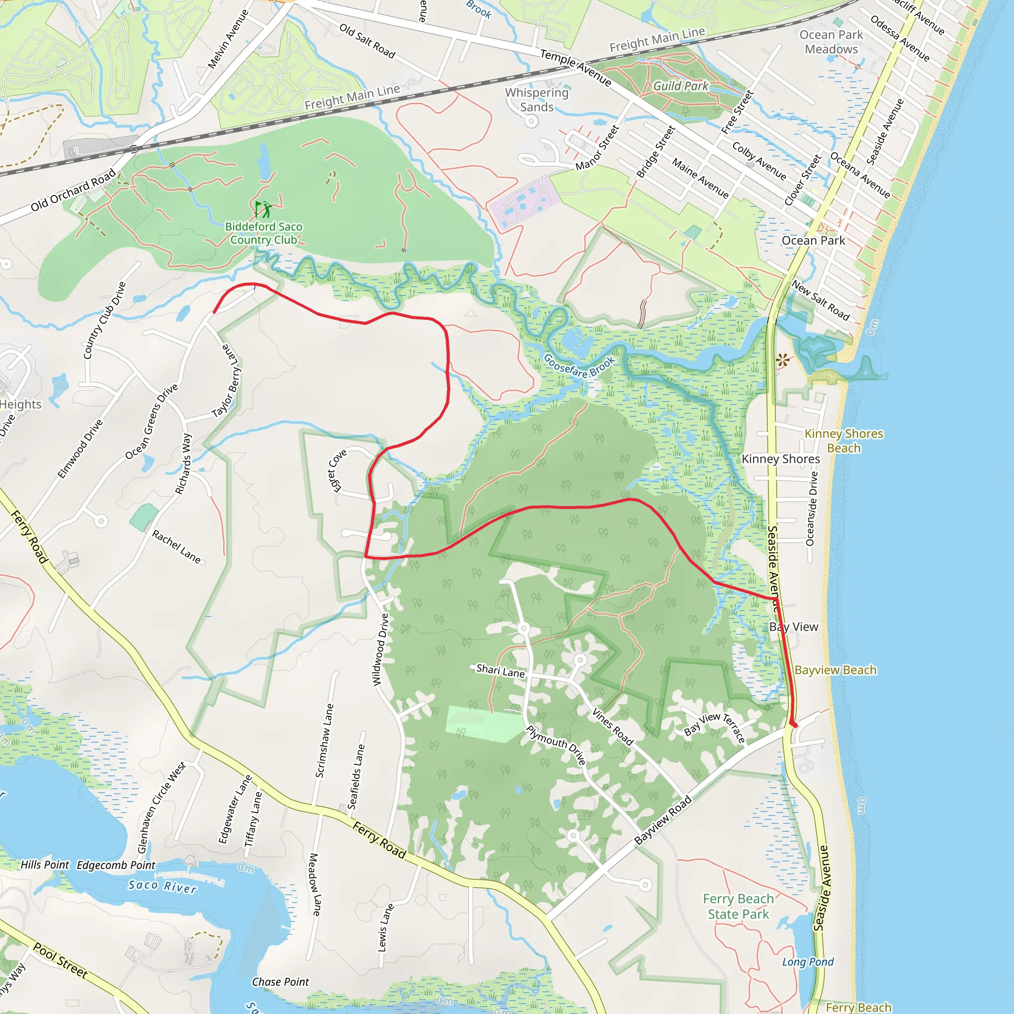 Goosefare Brook via Atlantic Way Trail mobile static map