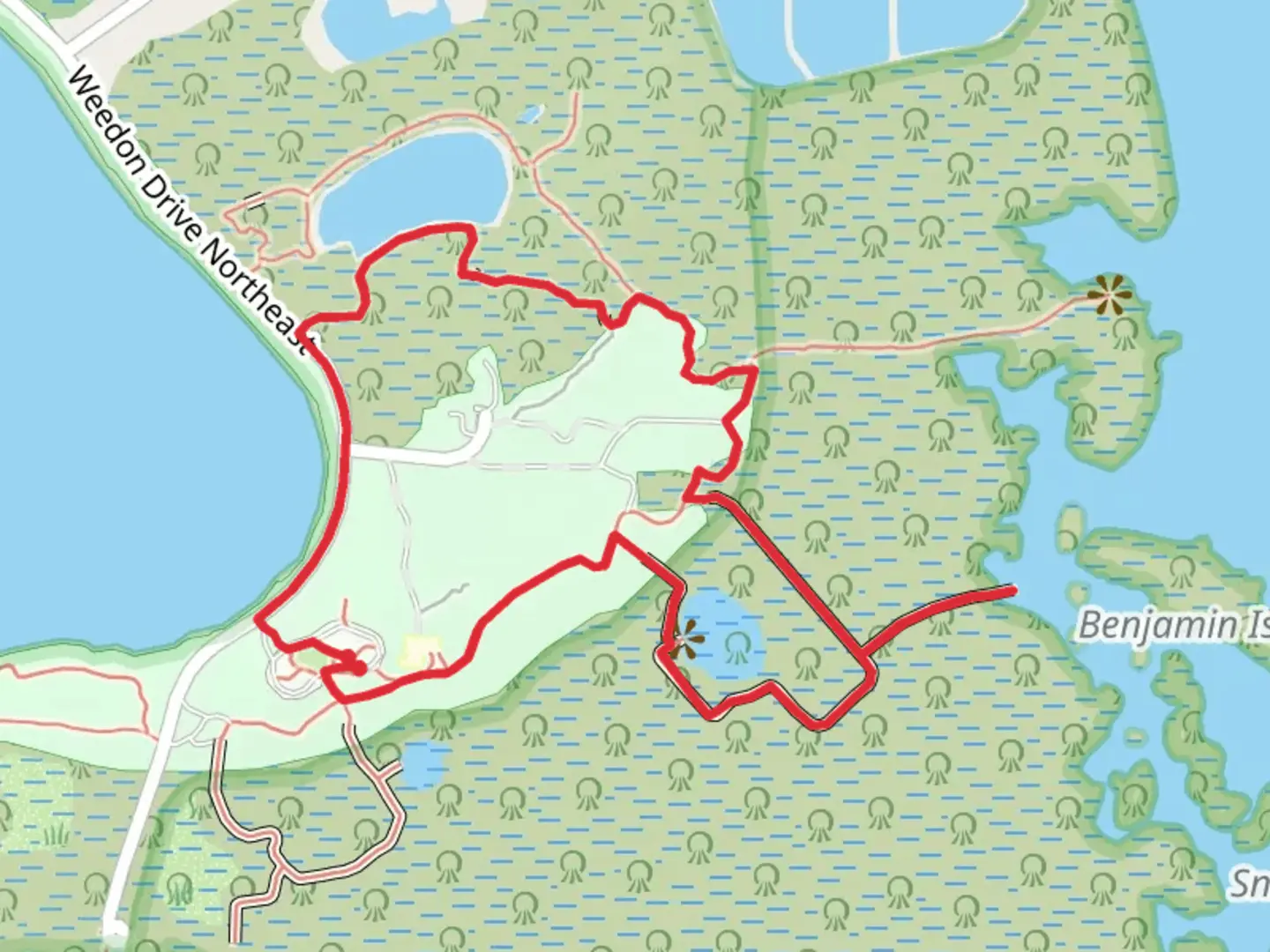 An image depicting the trail Upland Trail and Boy Scout Trail Loop and its surrounding area.