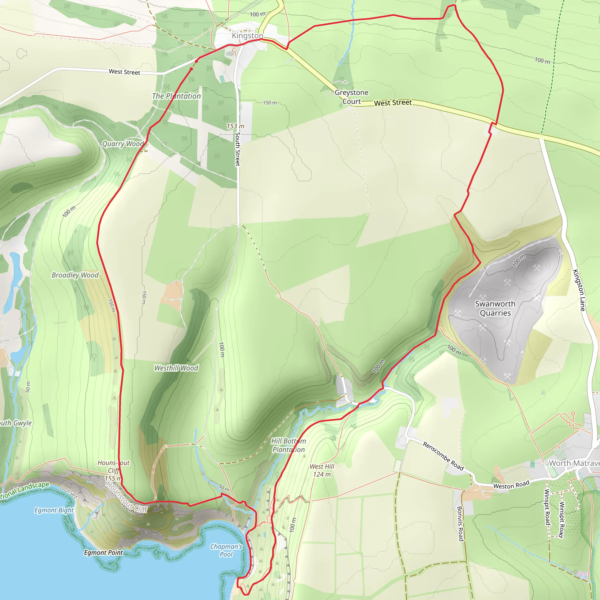 Chapman's Pool Loop from Kingston mobile static map