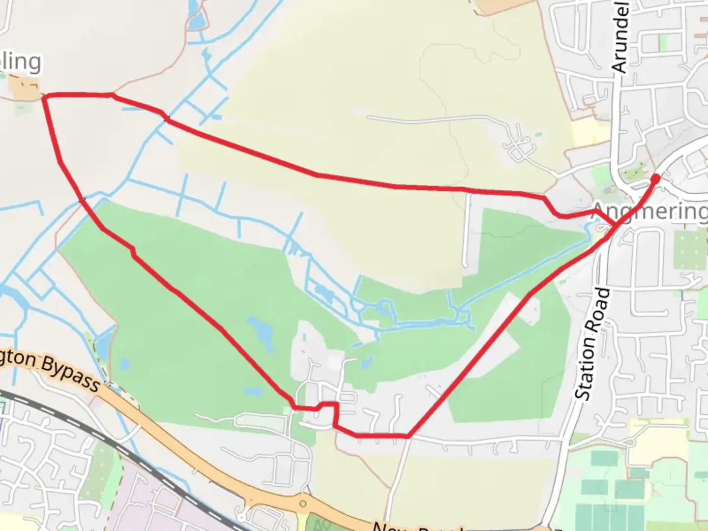 An image depicting the trail Angmering Long Loop and its surrounding area.