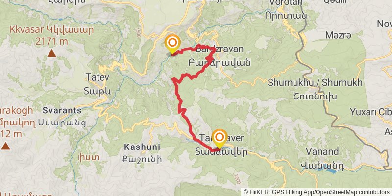 Transcaucasian Trail - Armenia stage 45 Map