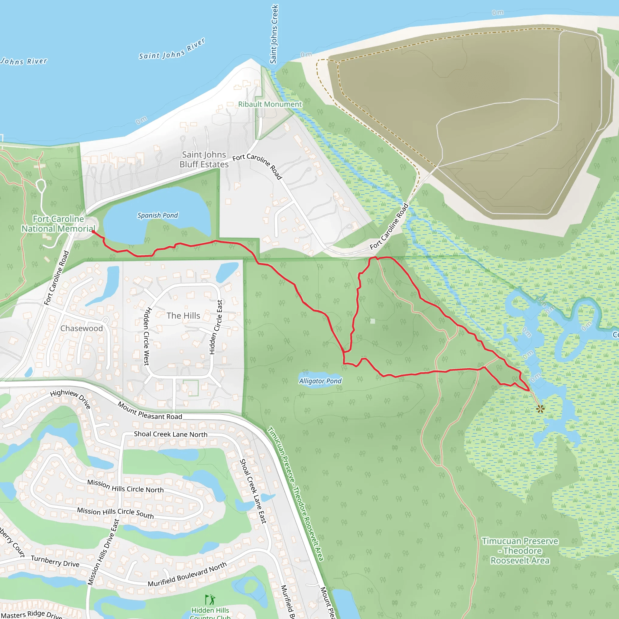 Alligator and Spanish pond Loop mobile static map