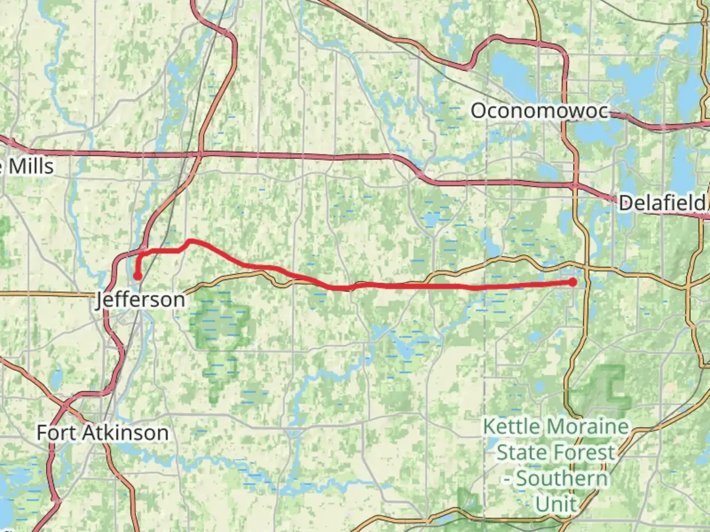 An image depicting the trail Glacial Drumlin State Trail Point to Point and its surrounding area.