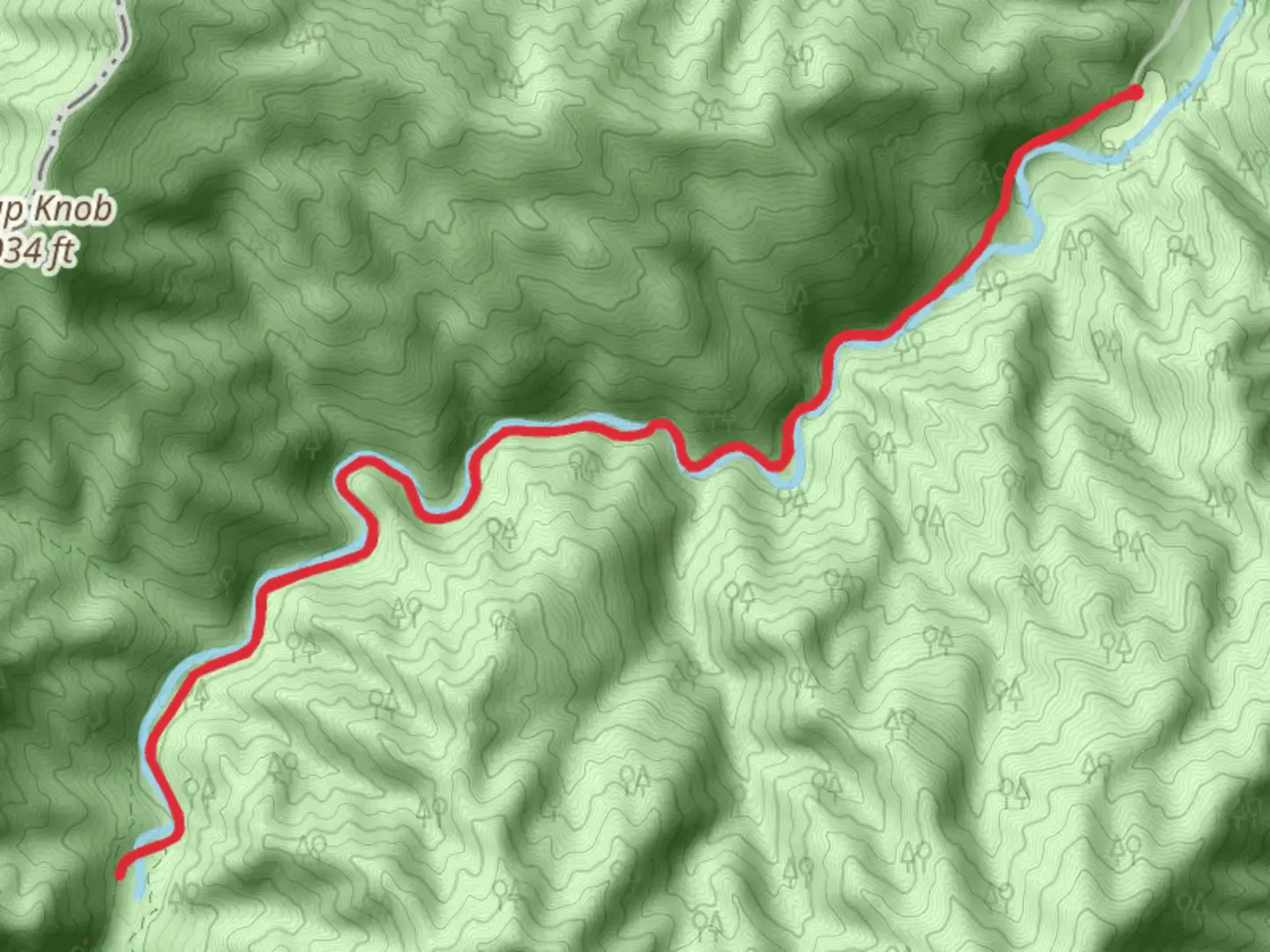 An image depicting the trail Lower Walnut Bottom - Big Creek Trail and its surrounding area.